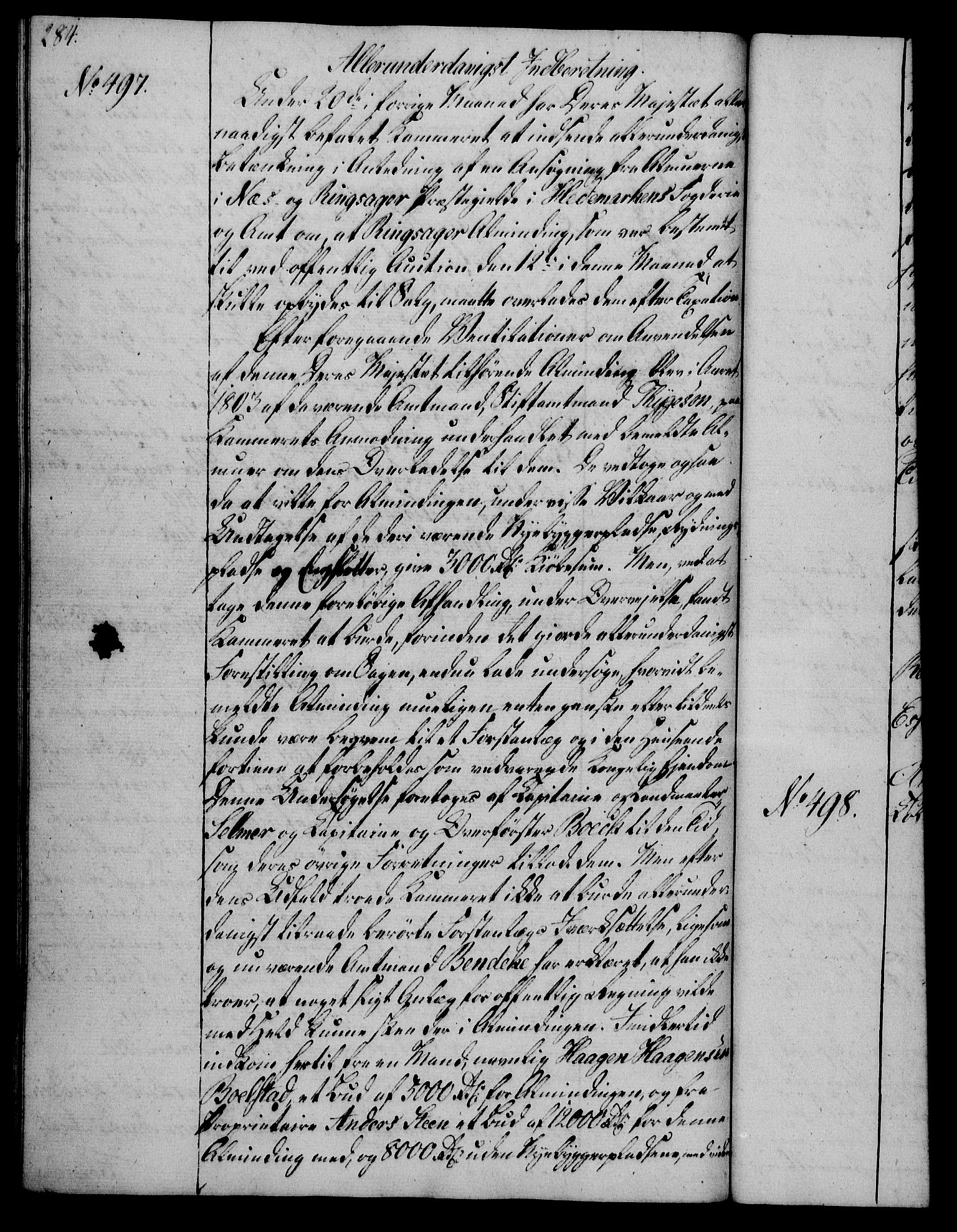 Rentekammeret, Kammerkanselliet, RA/EA-3111/G/Gg/Gga/L0019: Norsk ekspedisjonsprotokoll med register (merket RK 53.19), 1807-1810, s. 284