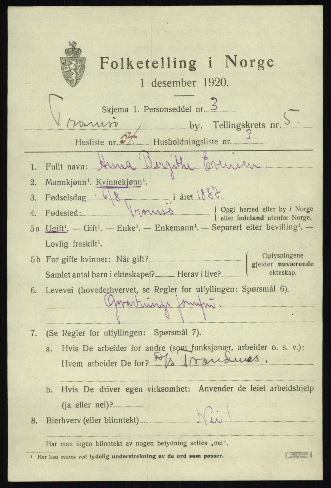 SATØ, Folketelling 1920 for 1902 Tromsø kjøpstad, 1920, s. 14595