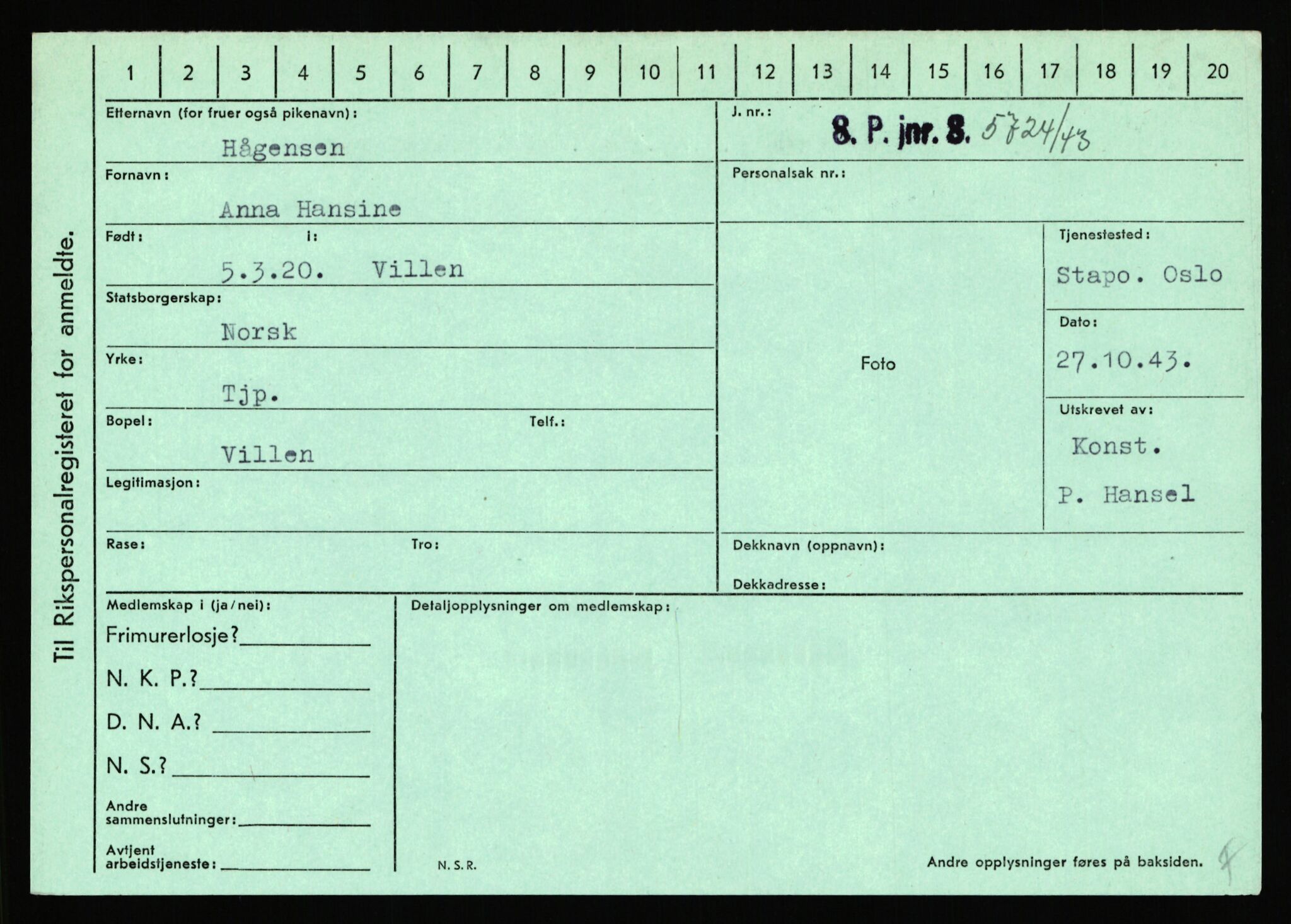 Statspolitiet - Hovedkontoret / Osloavdelingen, AV/RA-S-1329/C/Ca/L0005: Furali - Hamula, 1943-1945, s. 3433
