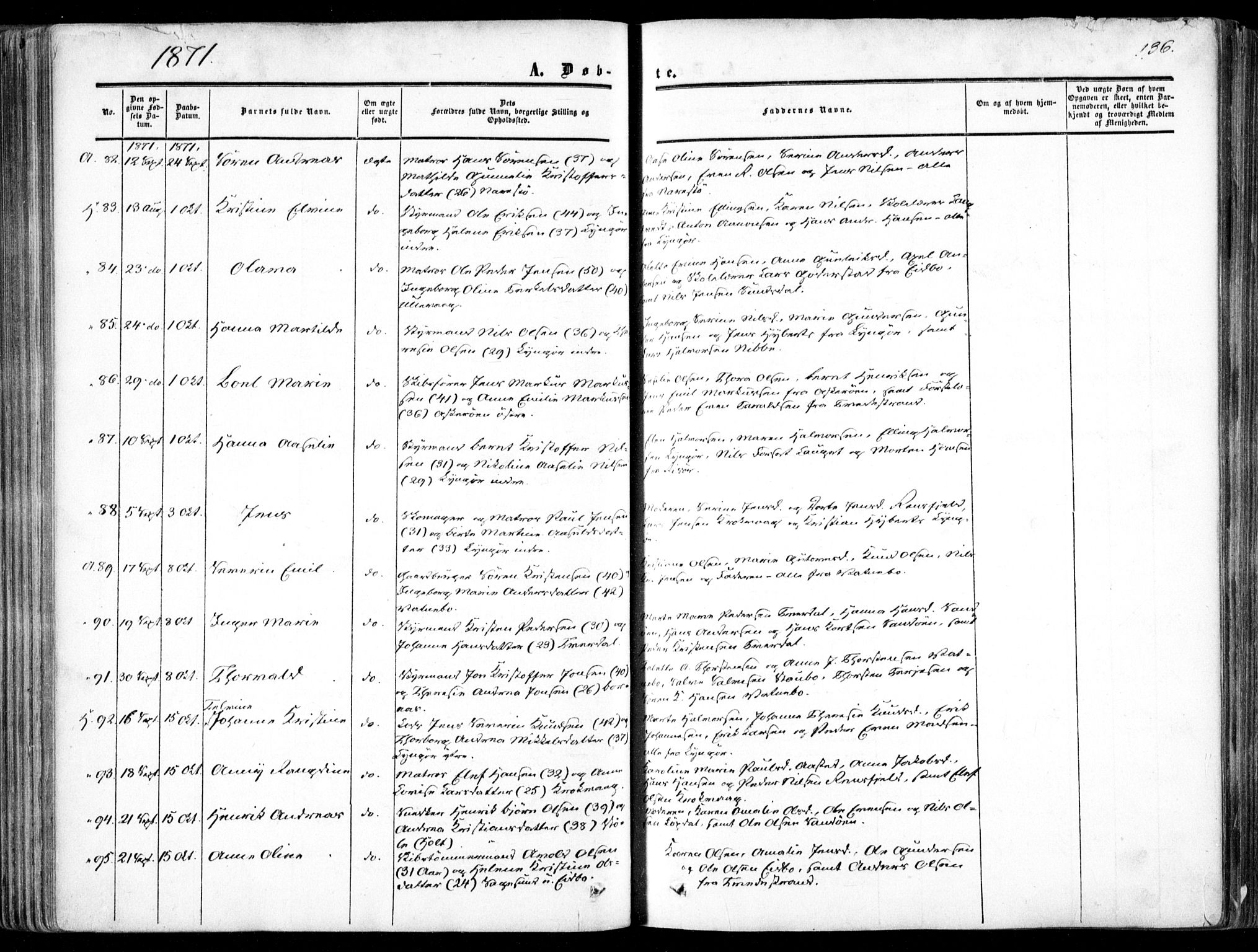 Dypvåg sokneprestkontor, AV/SAK-1111-0007/F/Fa/Faa/L0006: Ministerialbok nr. A 6, 1855-1872, s. 136