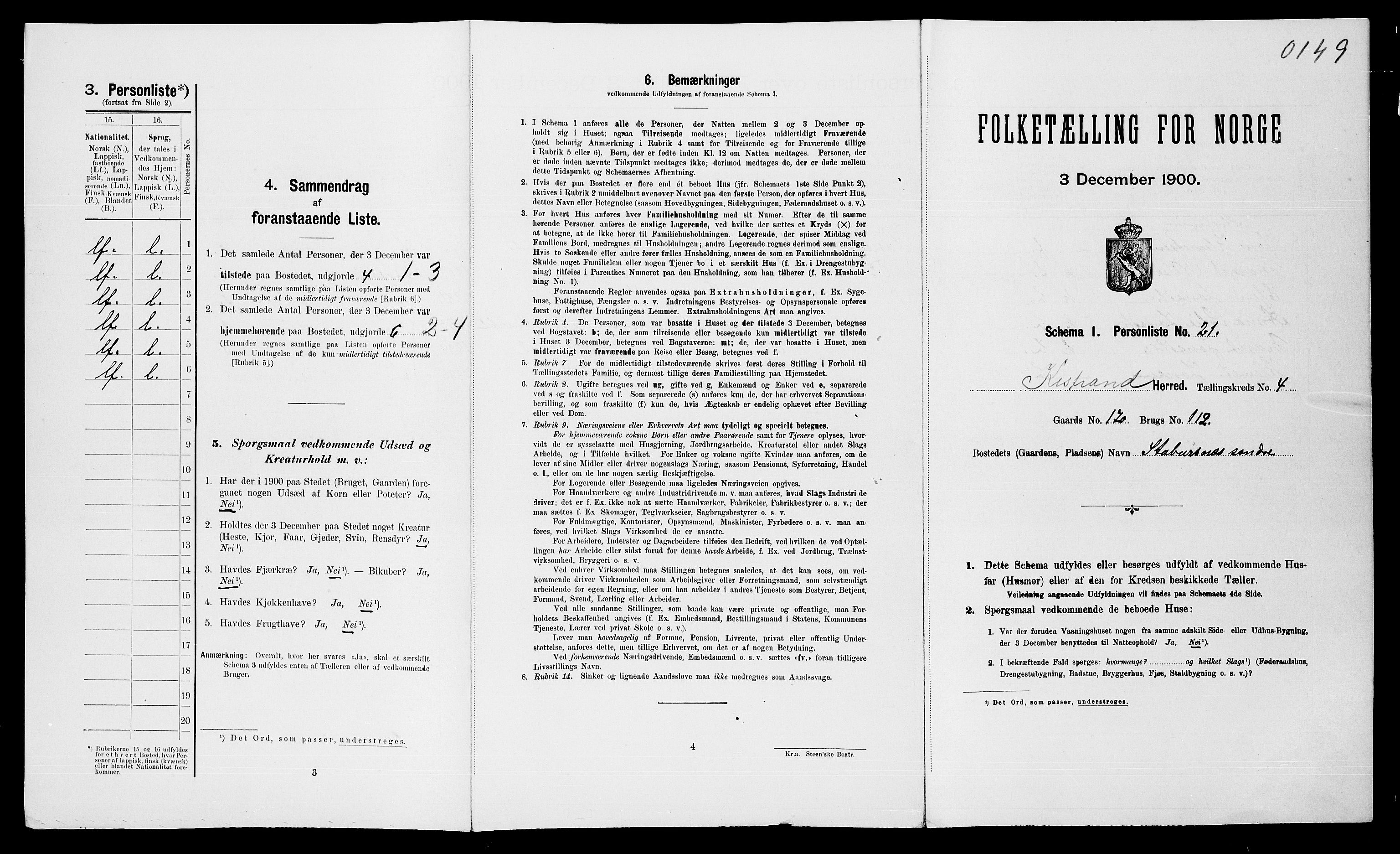 SATØ, Folketelling 1900 for 2020 Kistrand herred, 1900, s. 372