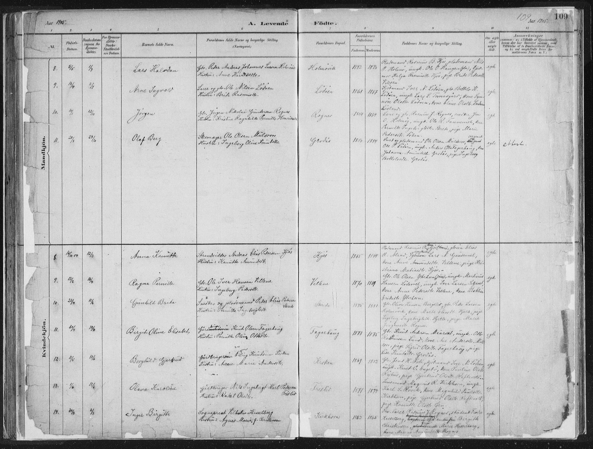 Hornindal sokneprestembete, AV/SAB-A-82401/H/Haa/Haaa/L0003/0001: Ministerialbok nr. A 3A, 1887-1917, s. 109