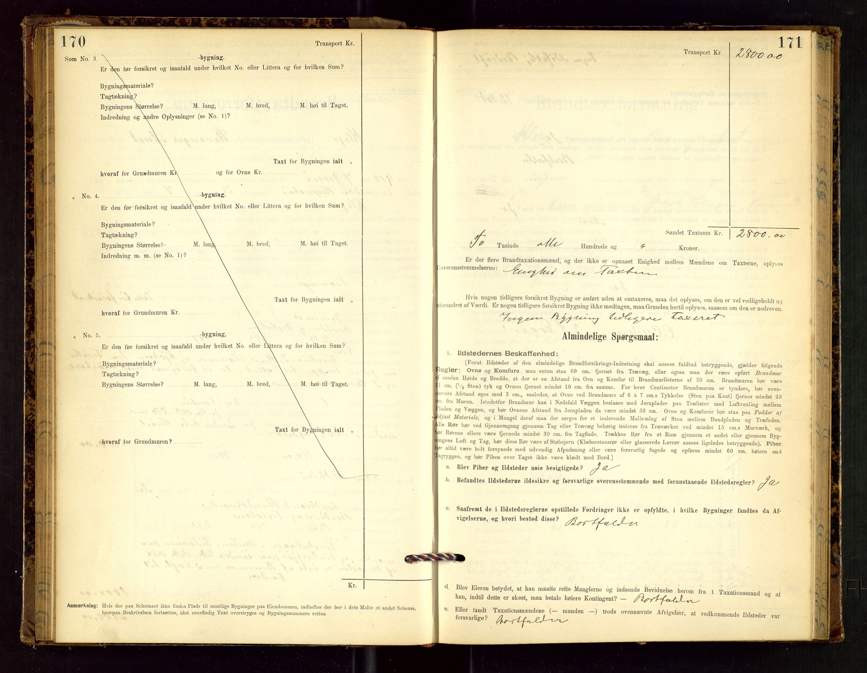 Klepp lensmannskontor, AV/SAST-A-100163/Goc/L0002: "Brandtaxationsprotokol" m/register, 1898-1902, s. 170-171