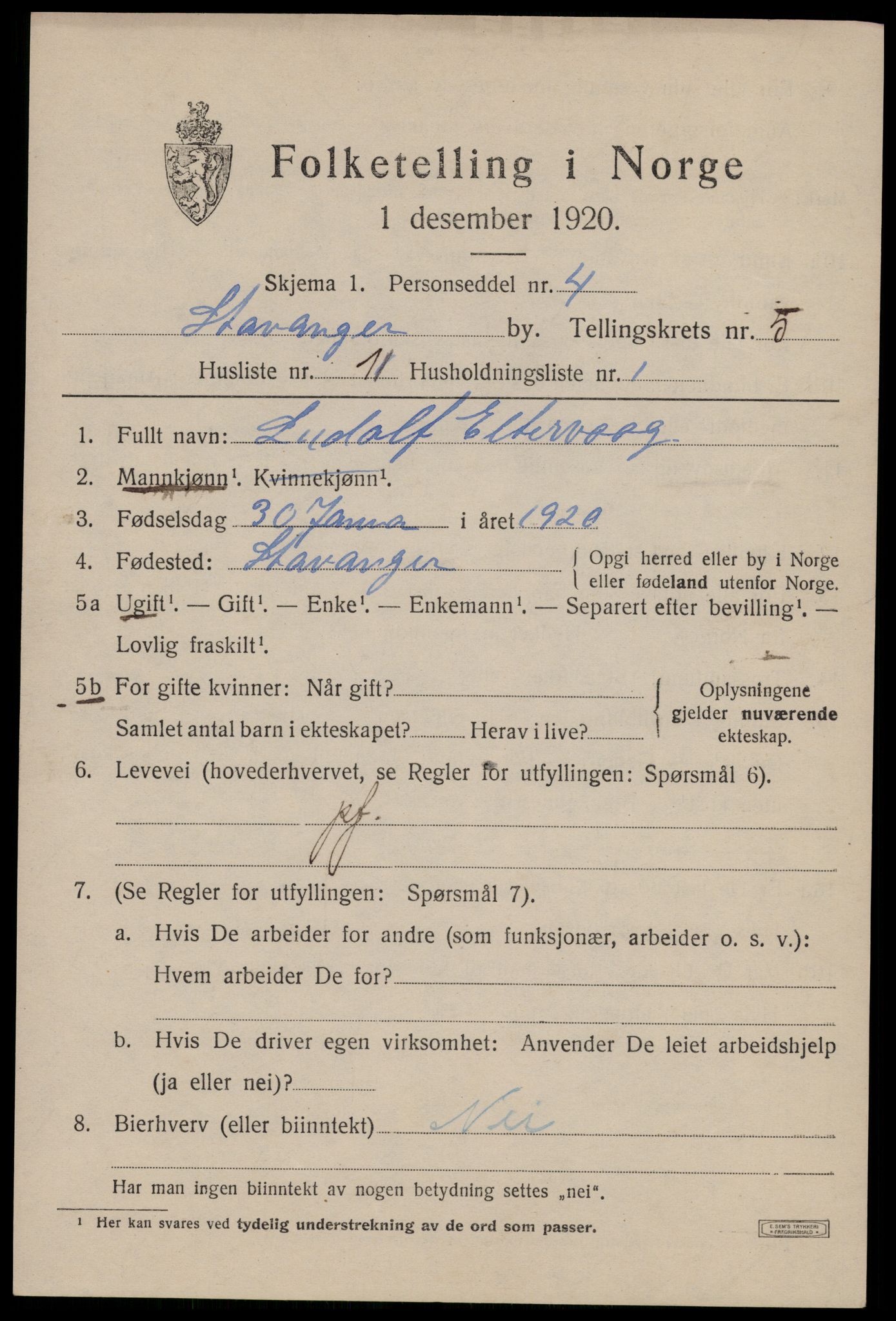 SAST, Folketelling 1920 for 1103 Stavanger kjøpstad, 1920, s. 39826