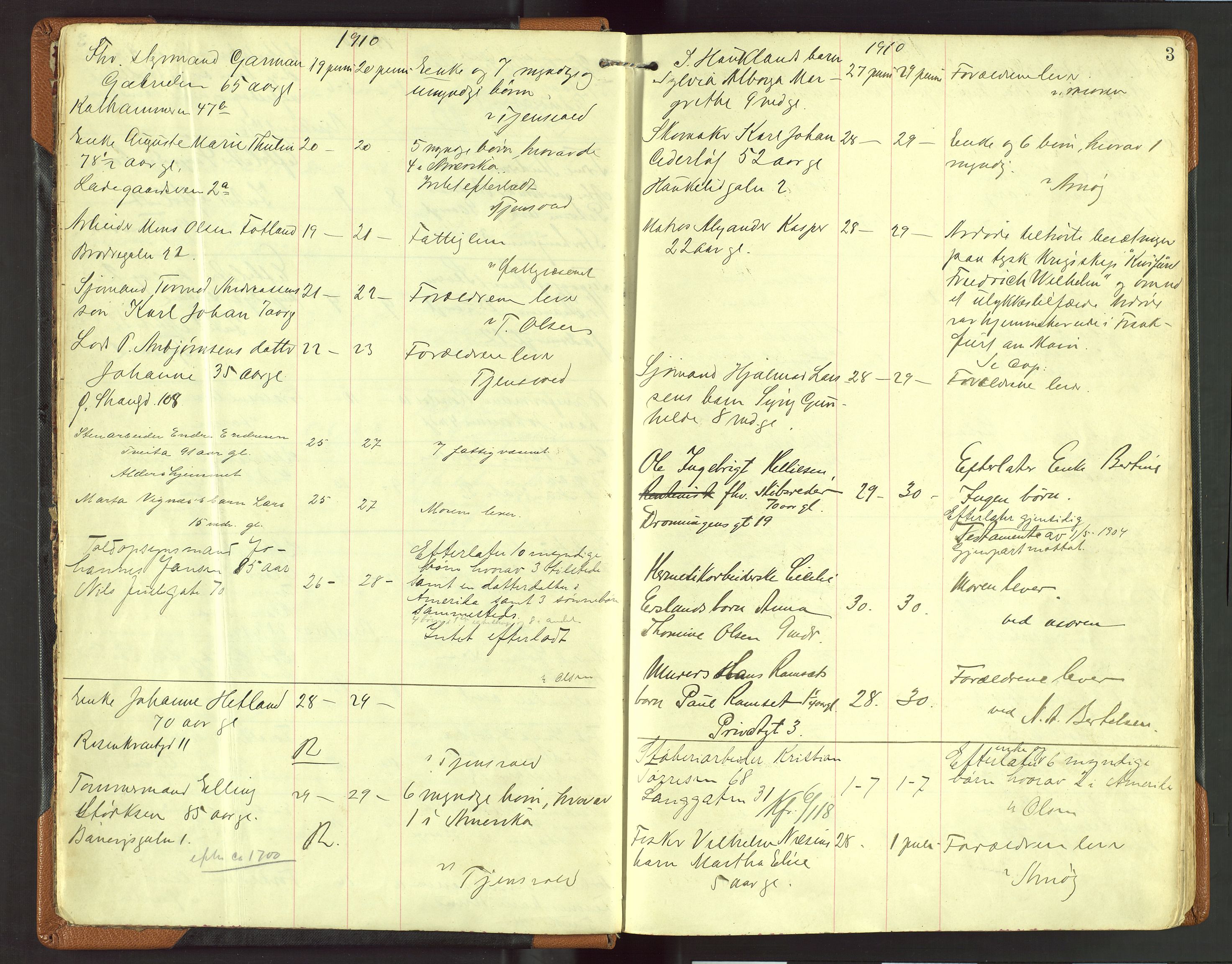 Stavanger skifteforvalter, AV/SAST-A-101412/001/5/52/52B/L0004: Dødsfallsprotokoll, 1910-1918, s. 3