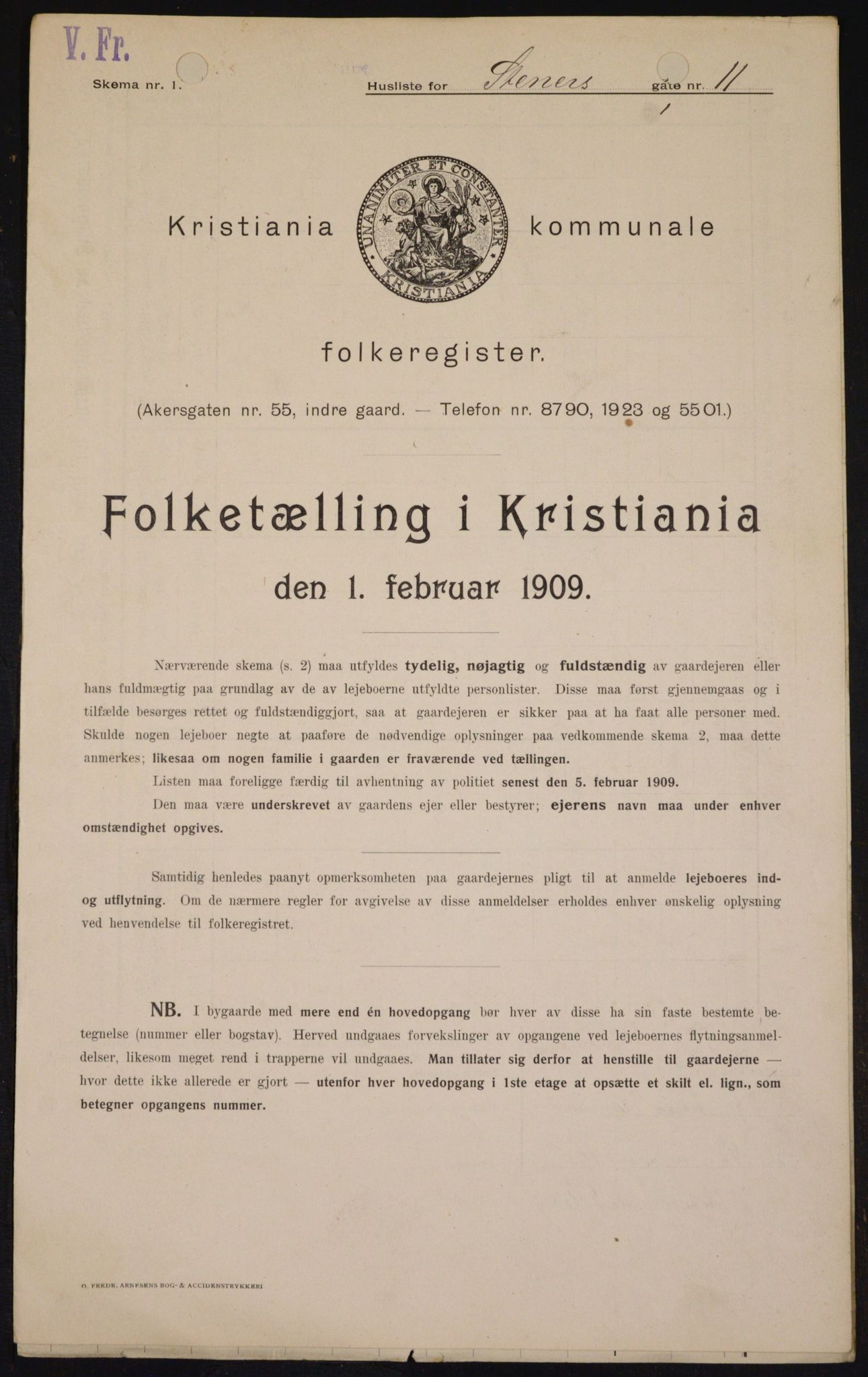 OBA, Kommunal folketelling 1.2.1909 for Kristiania kjøpstad, 1909, s. 91820