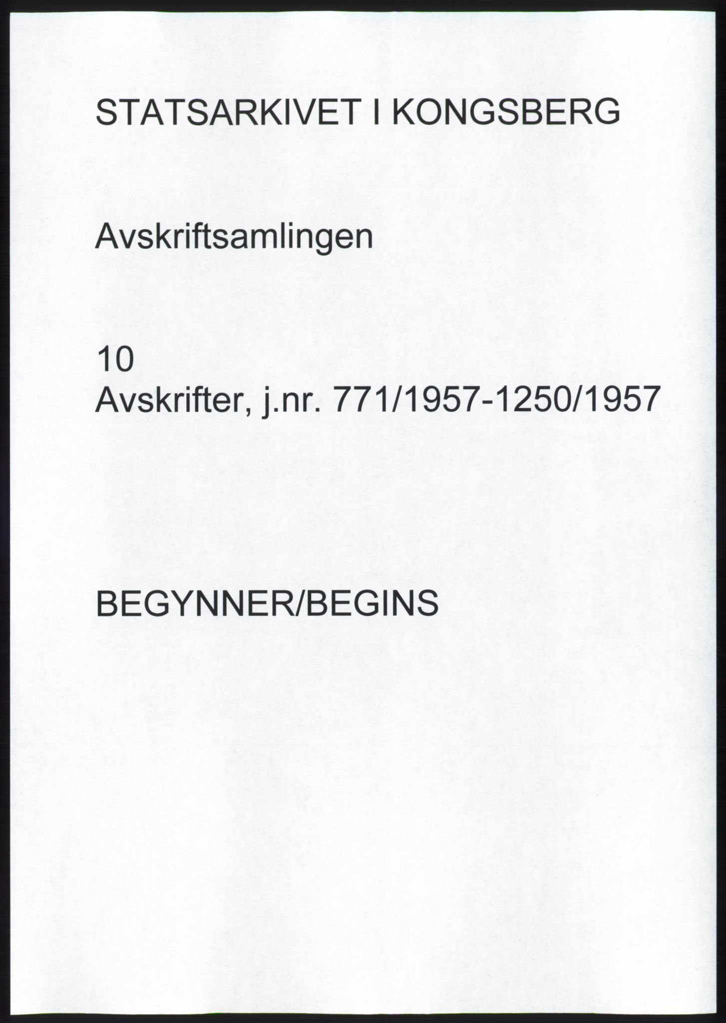 Statsarkivet i Kongsberg, SAKO/A-0001, 1957, s. 1