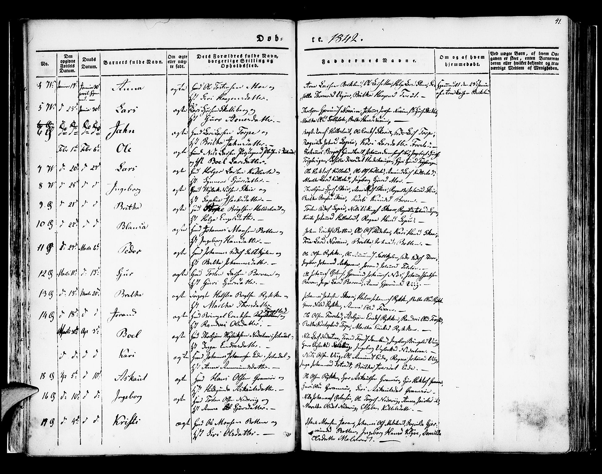 Kvam sokneprestembete, AV/SAB-A-76201/H/Haa: Ministerialbok nr. A 7, 1832-1843, s. 41