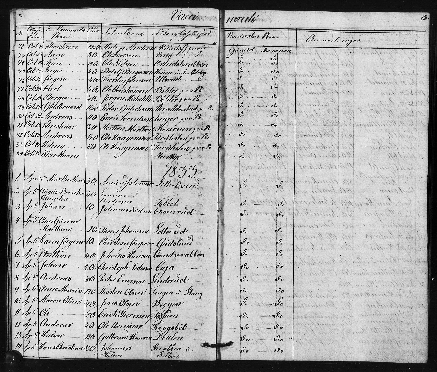 Enebakk prestekontor Kirkebøker, AV/SAO-A-10171c/F/Fa/L0015: Ministerialbok nr. I 15, 1830-1867, s. 15