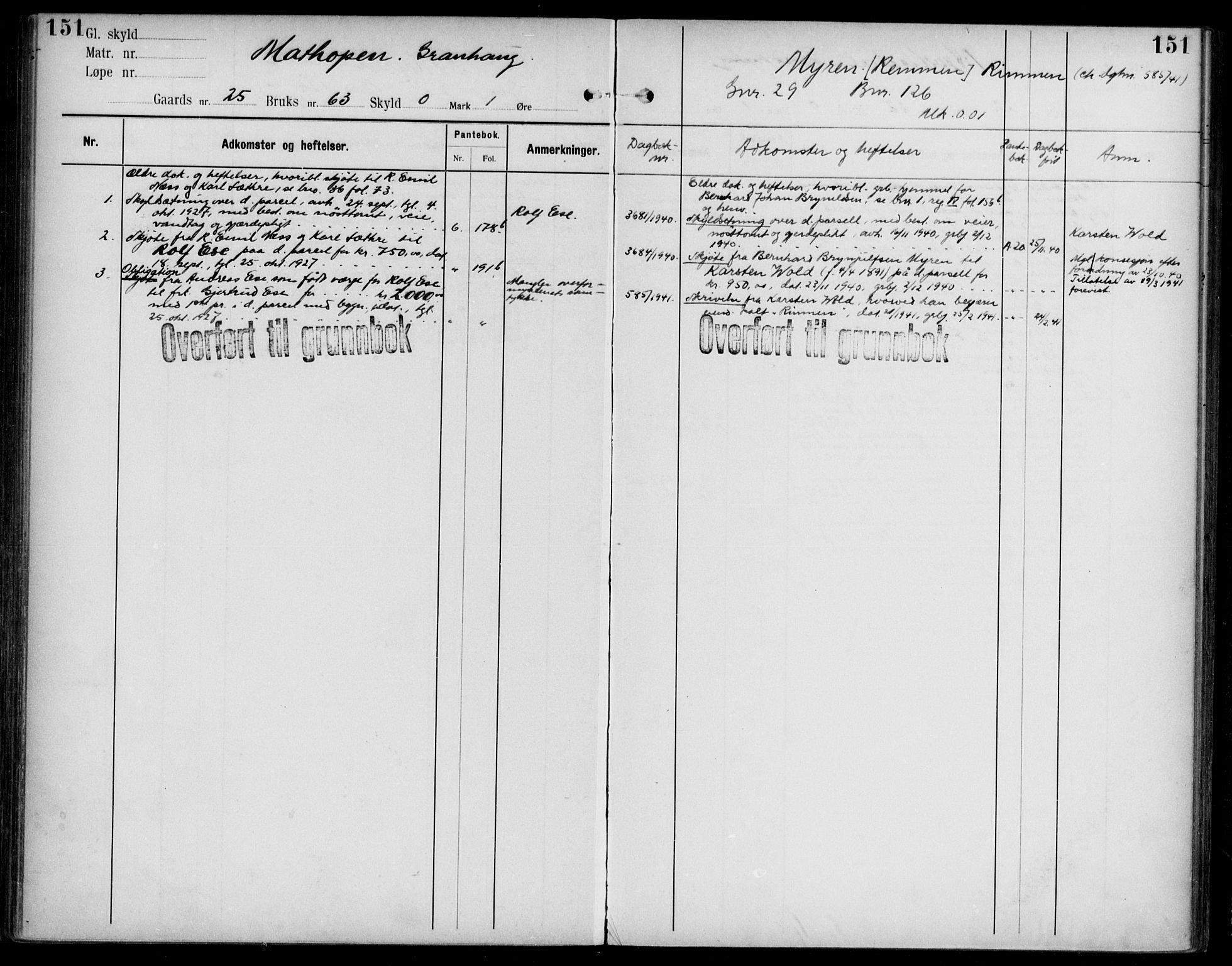 Midhordland sorenskriveri, AV/SAB-A-3001/1/G/Ga/Gab/L0108: Panteregister nr. II.A.b.108, s. 151