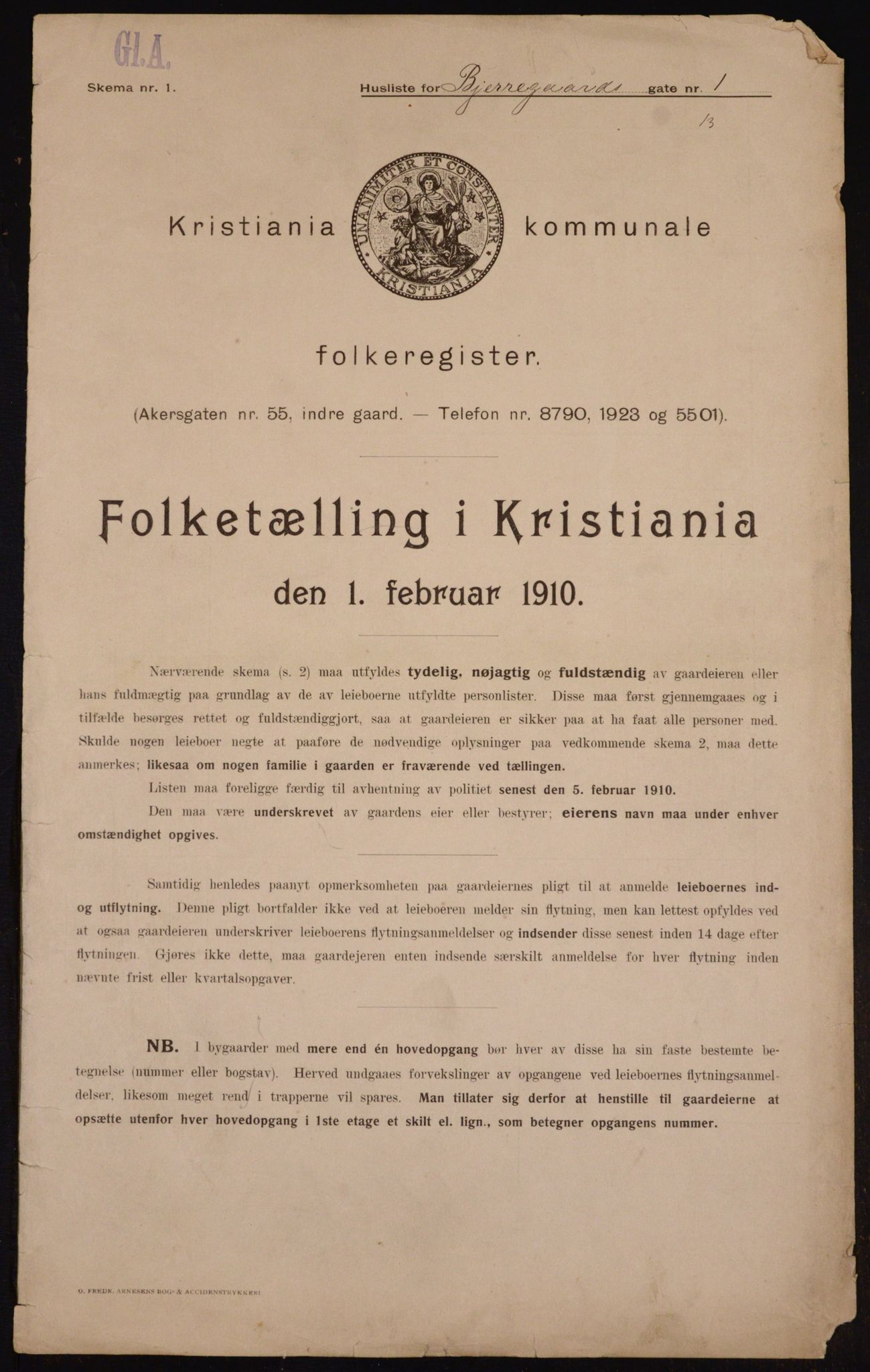 OBA, Kommunal folketelling 1.2.1910 for Kristiania, 1910, s. 5279