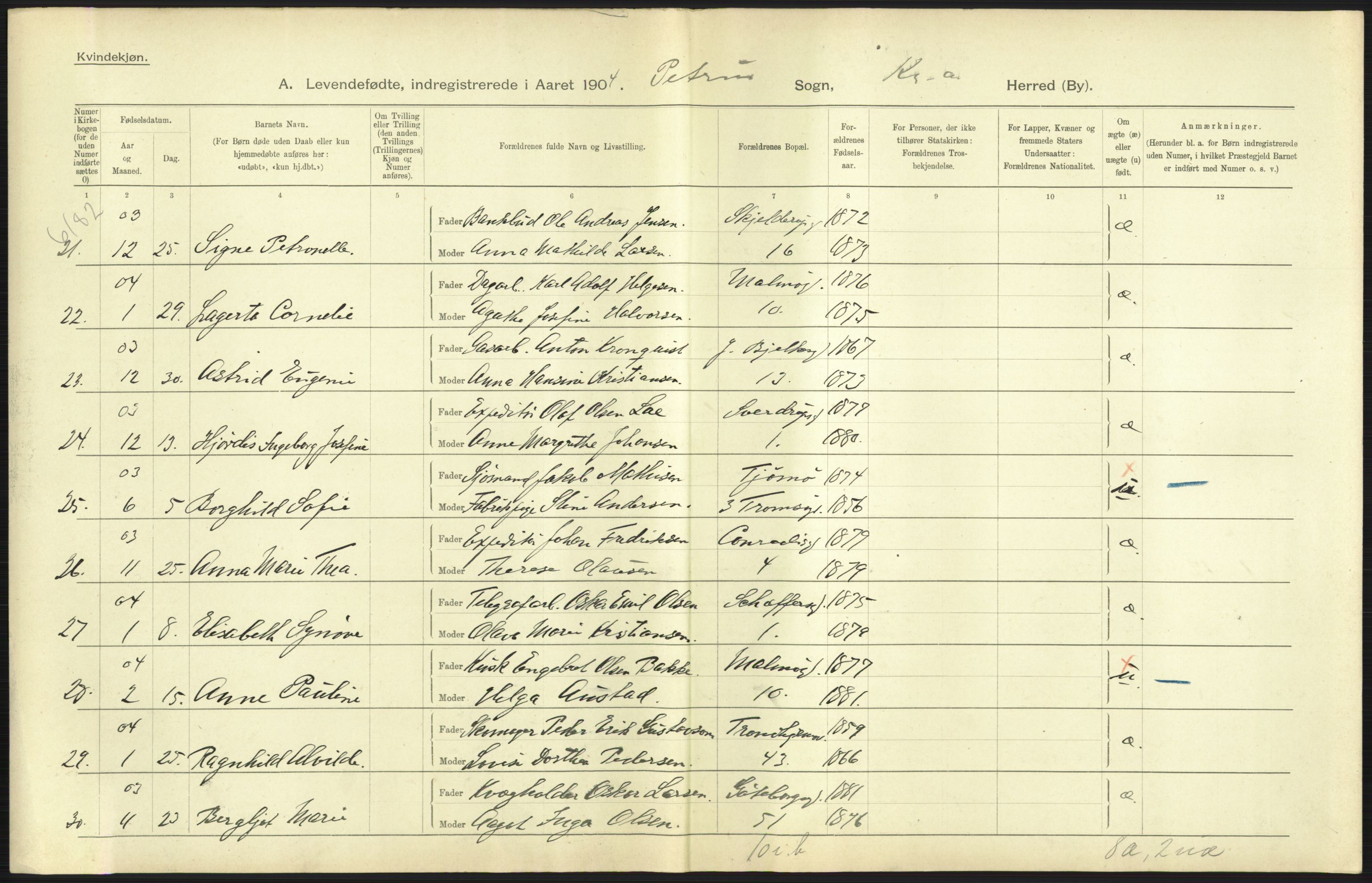 Statistisk sentralbyrå, Sosiodemografiske emner, Befolkning, AV/RA-S-2228/D/Df/Dfa/Dfab/L0003: Kristiania: Fødte, 1904, s. 751