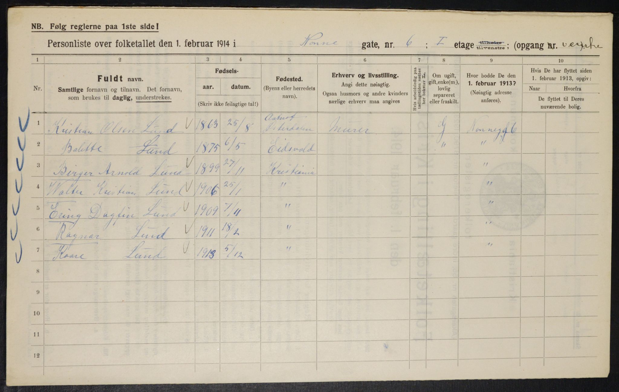 OBA, Kommunal folketelling 1.2.1914 for Kristiania, 1914, s. 71440