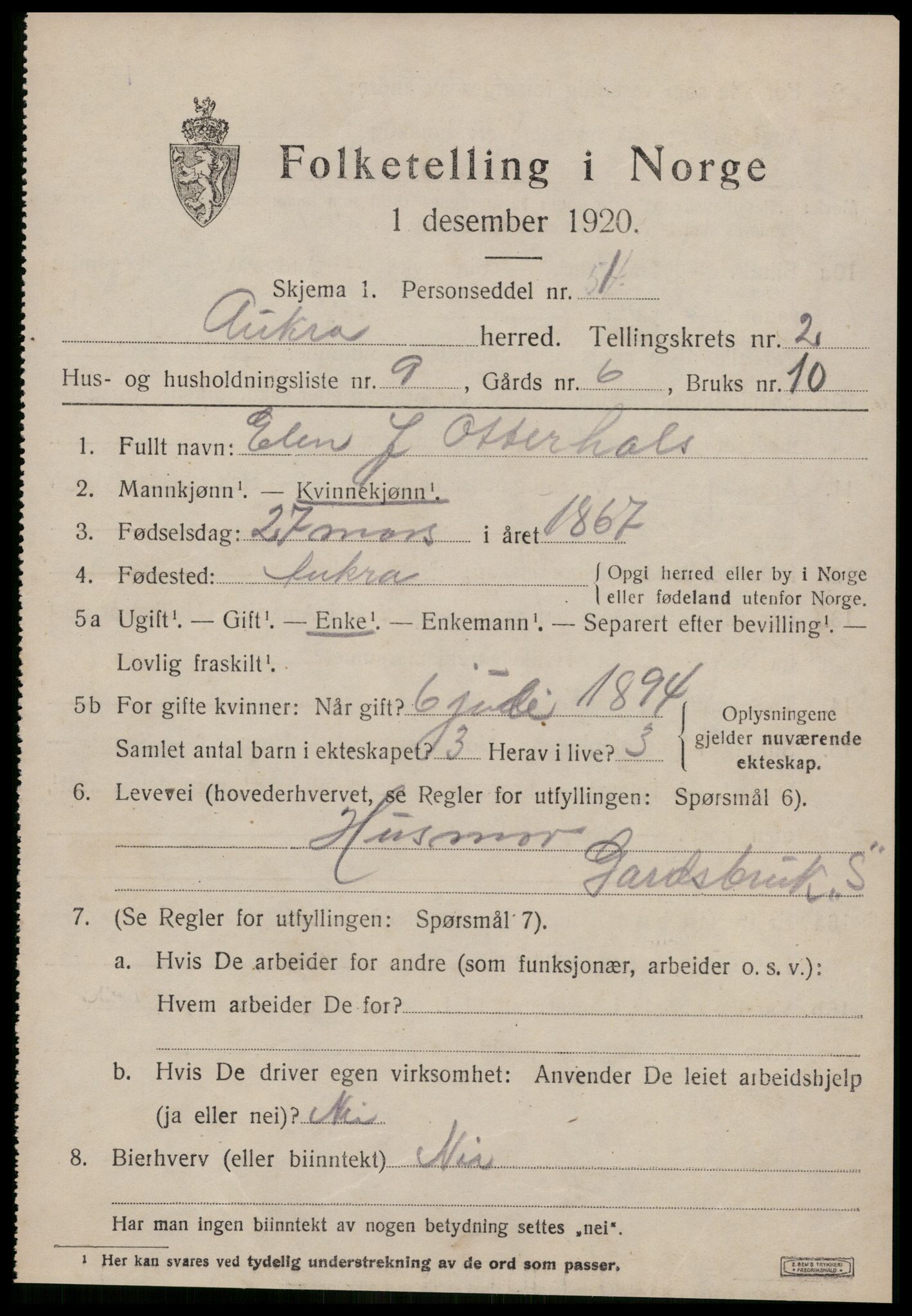 SAT, Folketelling 1920 for 1545 Aukra herred, 1920, s. 1721