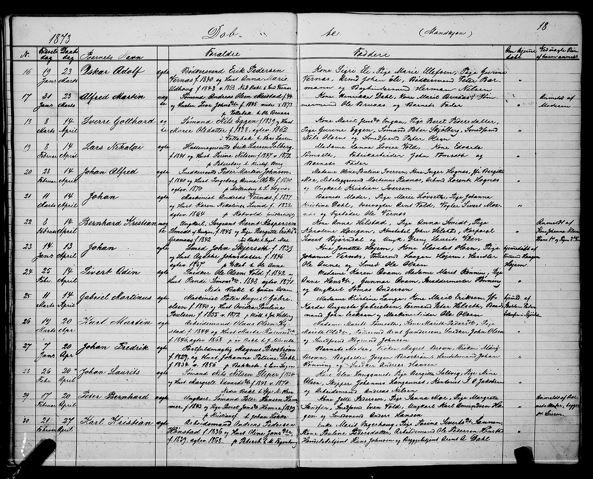 Ministerialprotokoller, klokkerbøker og fødselsregistre - Sør-Trøndelag, SAT/A-1456/604/L0220: Klokkerbok nr. 604C03, 1870-1885, s. 18