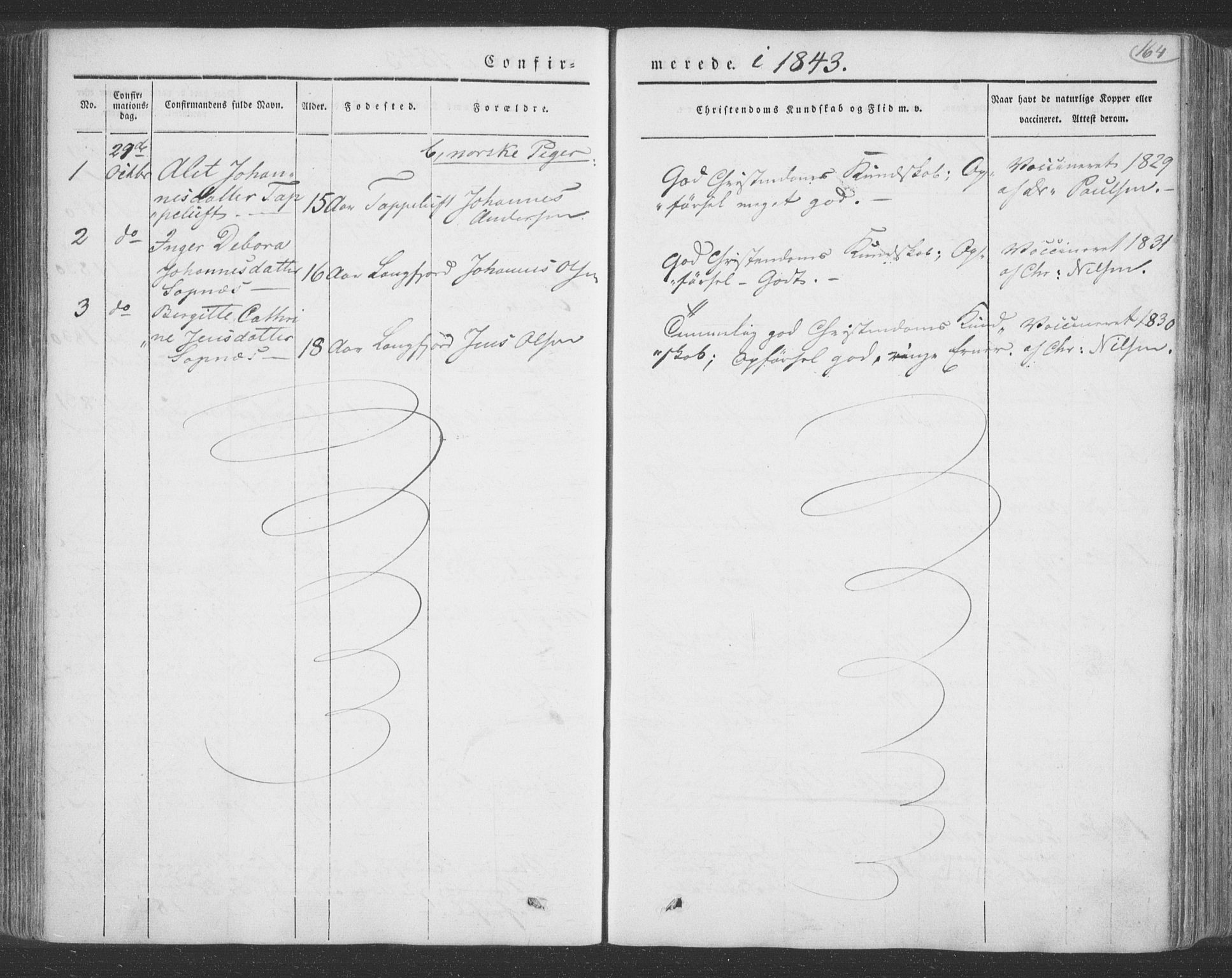 Talvik sokneprestkontor, AV/SATØ-S-1337/H/Ha/L0009kirke: Ministerialbok nr. 9, 1837-1852, s. 164