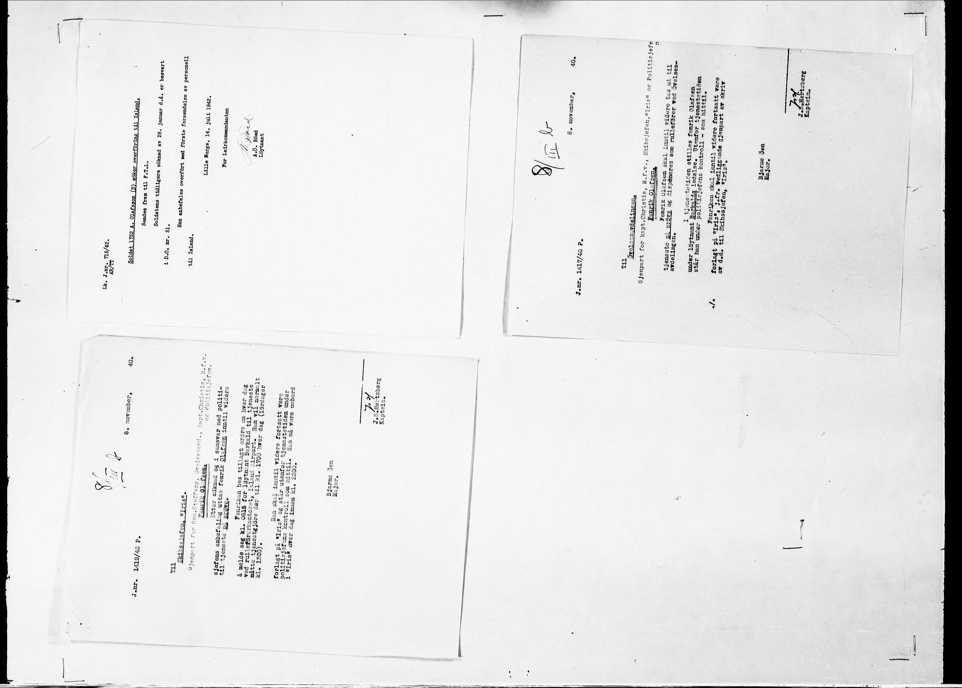 Forsvaret, Flyvåpnenes treningsleir 1940-1945, AV/RA-RAFA-3974/V/L0047: Ekspedisjonskontoret.
Personellsaker N - Ø., 1940-1945