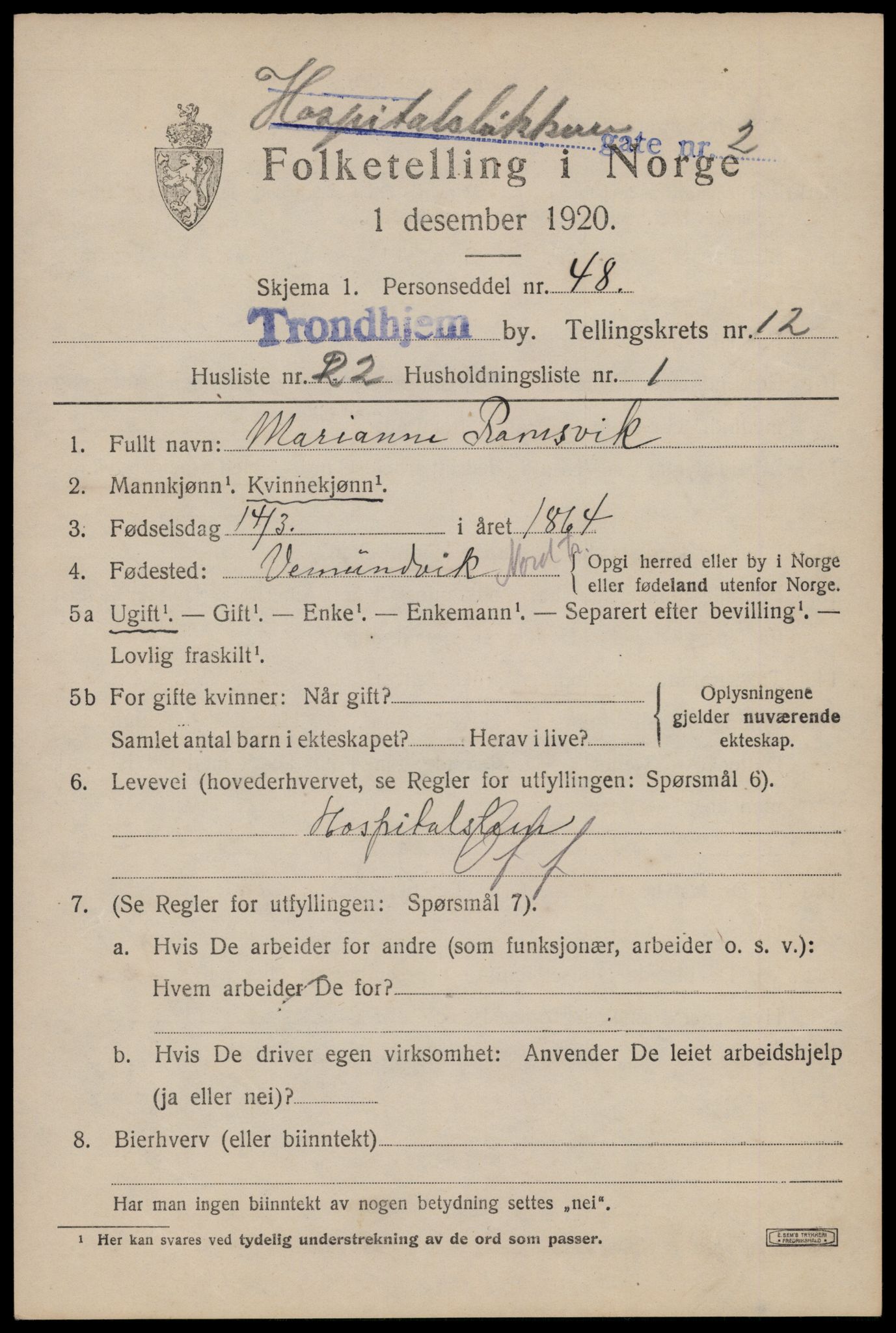 SAT, Folketelling 1920 for 1601 Trondheim kjøpstad, 1920, s. 48008