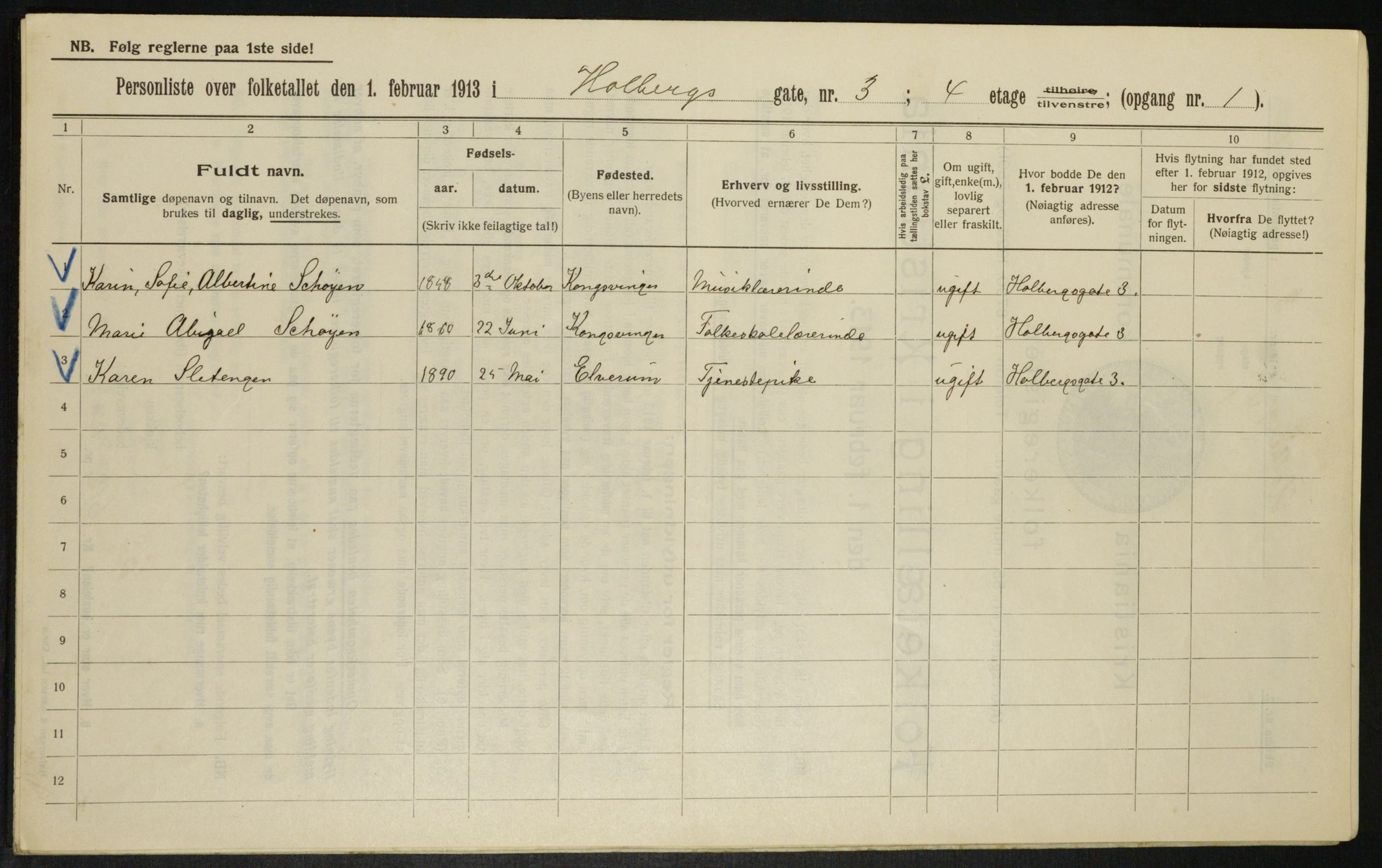 OBA, Kommunal folketelling 1.2.1913 for Kristiania, 1913, s. 40087