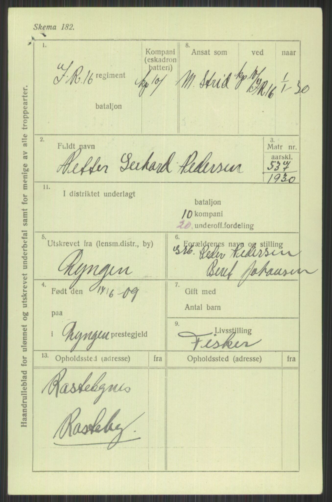 Forsvaret, Troms infanteriregiment nr. 16, AV/RA-RAFA-3146/P/Pa/L0014: Rulleblad for regimentets menige mannskaper, årsklasse 1930, 1930, s. 883