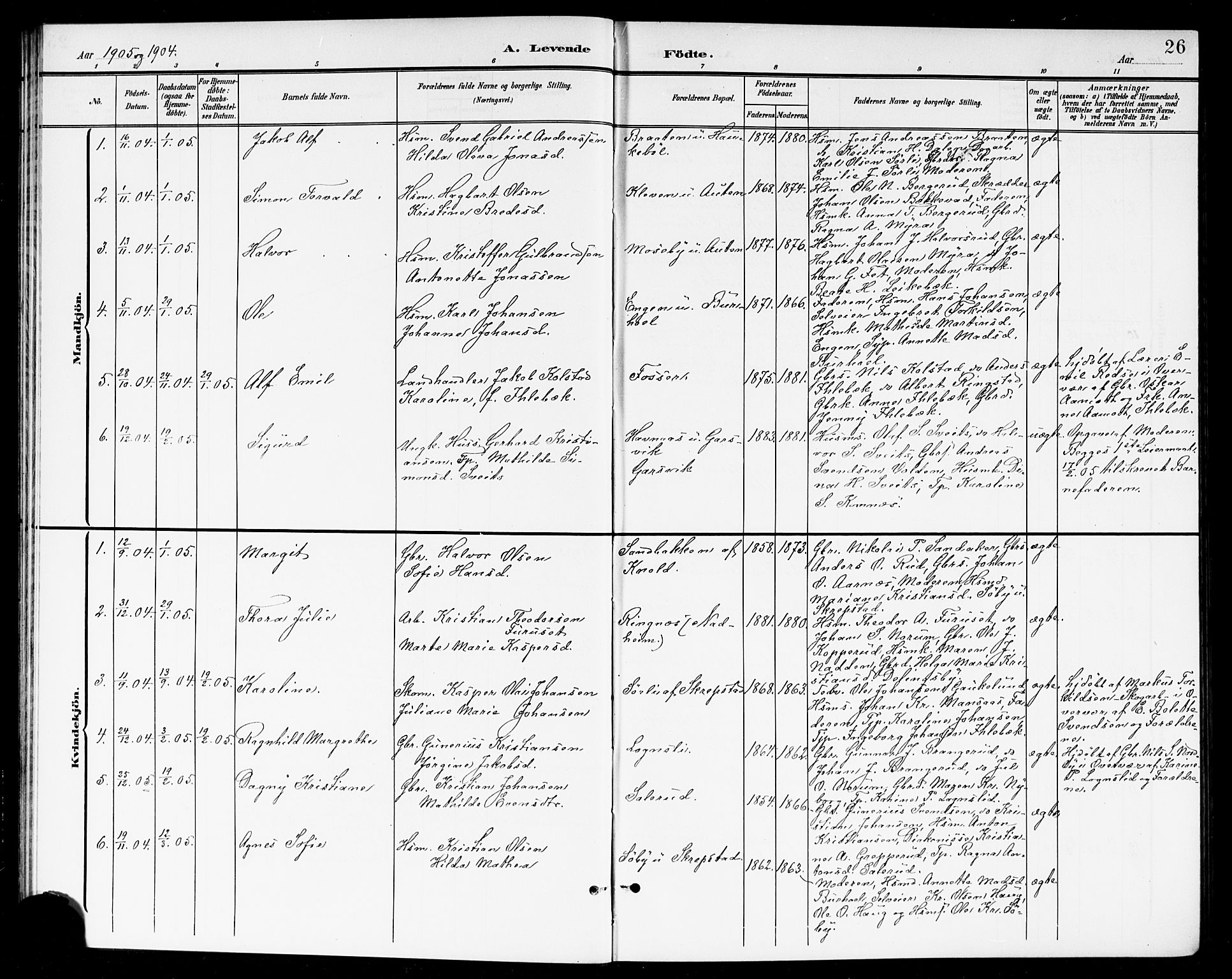 Høland prestekontor Kirkebøker, AV/SAO-A-10346a/G/Ga/L0007: Klokkerbok nr. I 7, 1902-1914, s. 26
