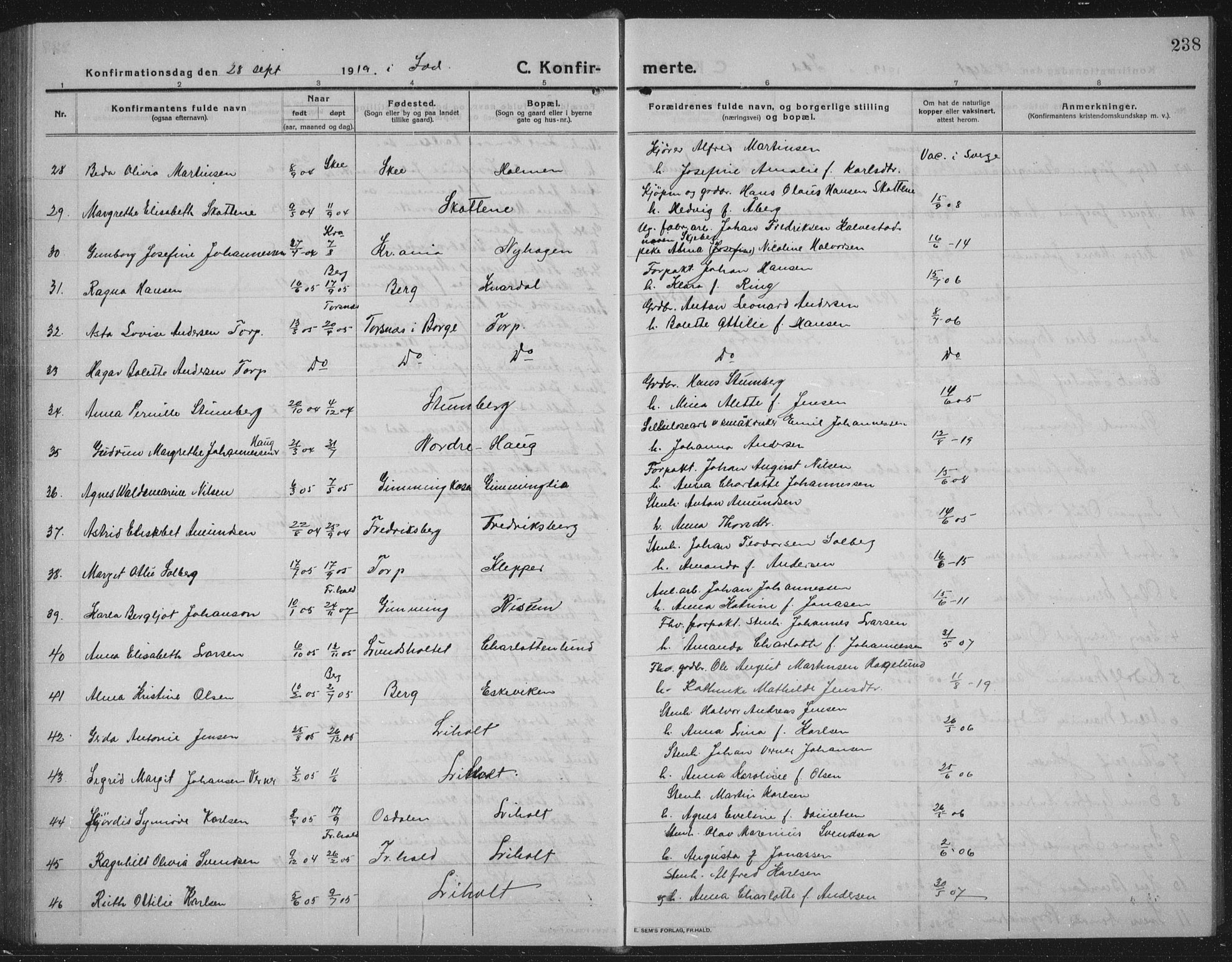 Idd prestekontor Kirkebøker, AV/SAO-A-10911/G/Gb/L0003: Klokkerbok nr. II 3, 1914-1940, s. 238