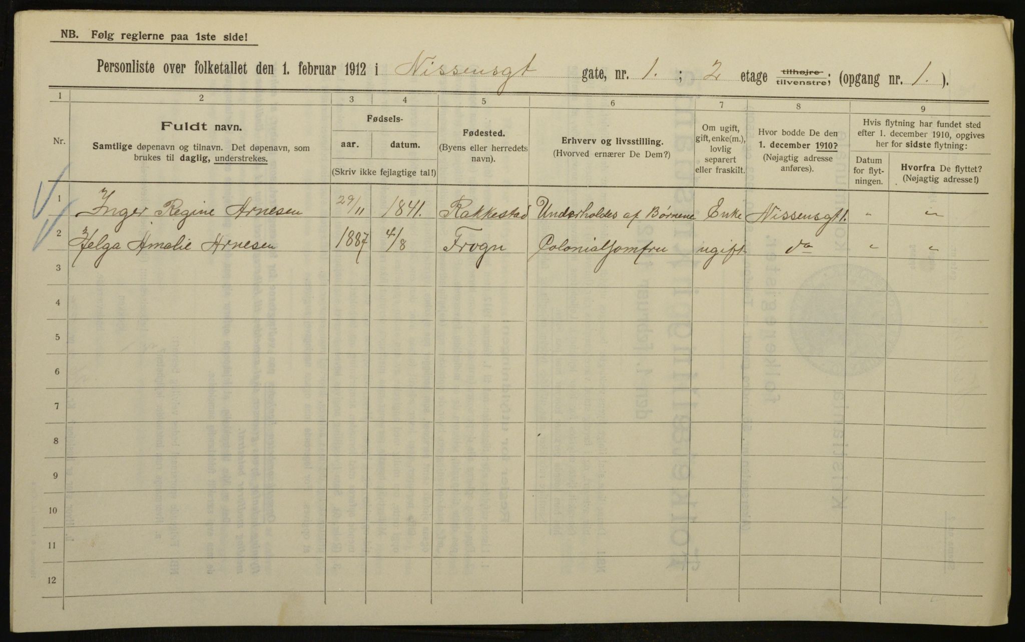 OBA, Kommunal folketelling 1.2.1912 for Kristiania, 1912, s. 71711