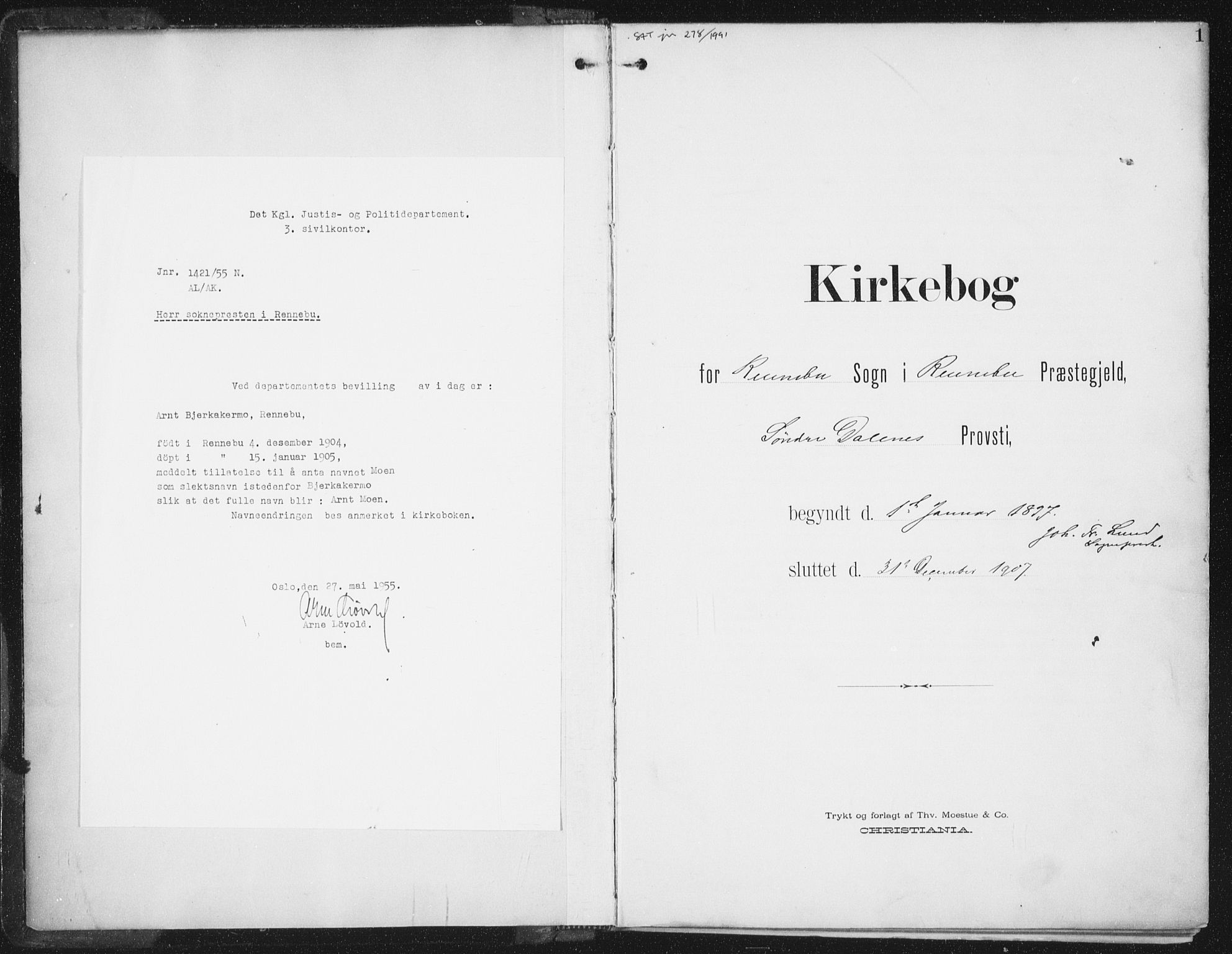 Ministerialprotokoller, klokkerbøker og fødselsregistre - Sør-Trøndelag, SAT/A-1456/674/L0872: Ministerialbok nr. 674A04, 1897-1907, s. 1