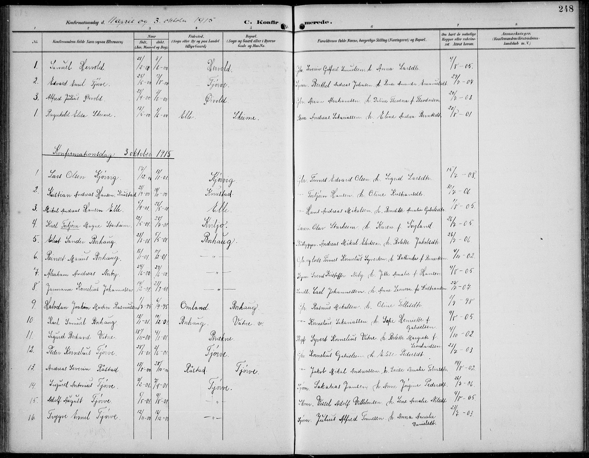 Lista sokneprestkontor, SAK/1111-0027/F/Fb/L0005: Klokkerbok nr. B 5, 1892-1923, s. 248