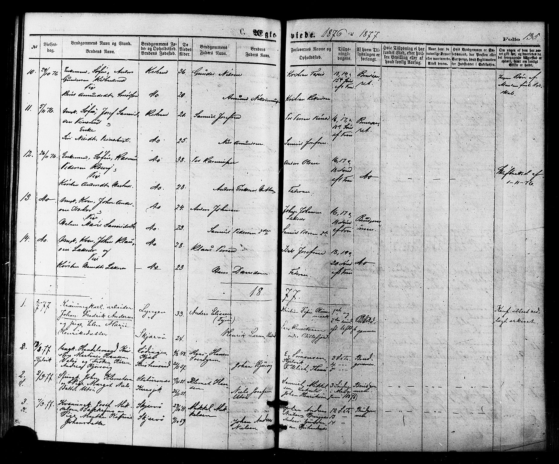 Kistrand/Porsanger sokneprestembete, AV/SATØ-S-1351/H/Ha/L0006.kirke: Ministerialbok nr. 6, 1875-1880, s. 135