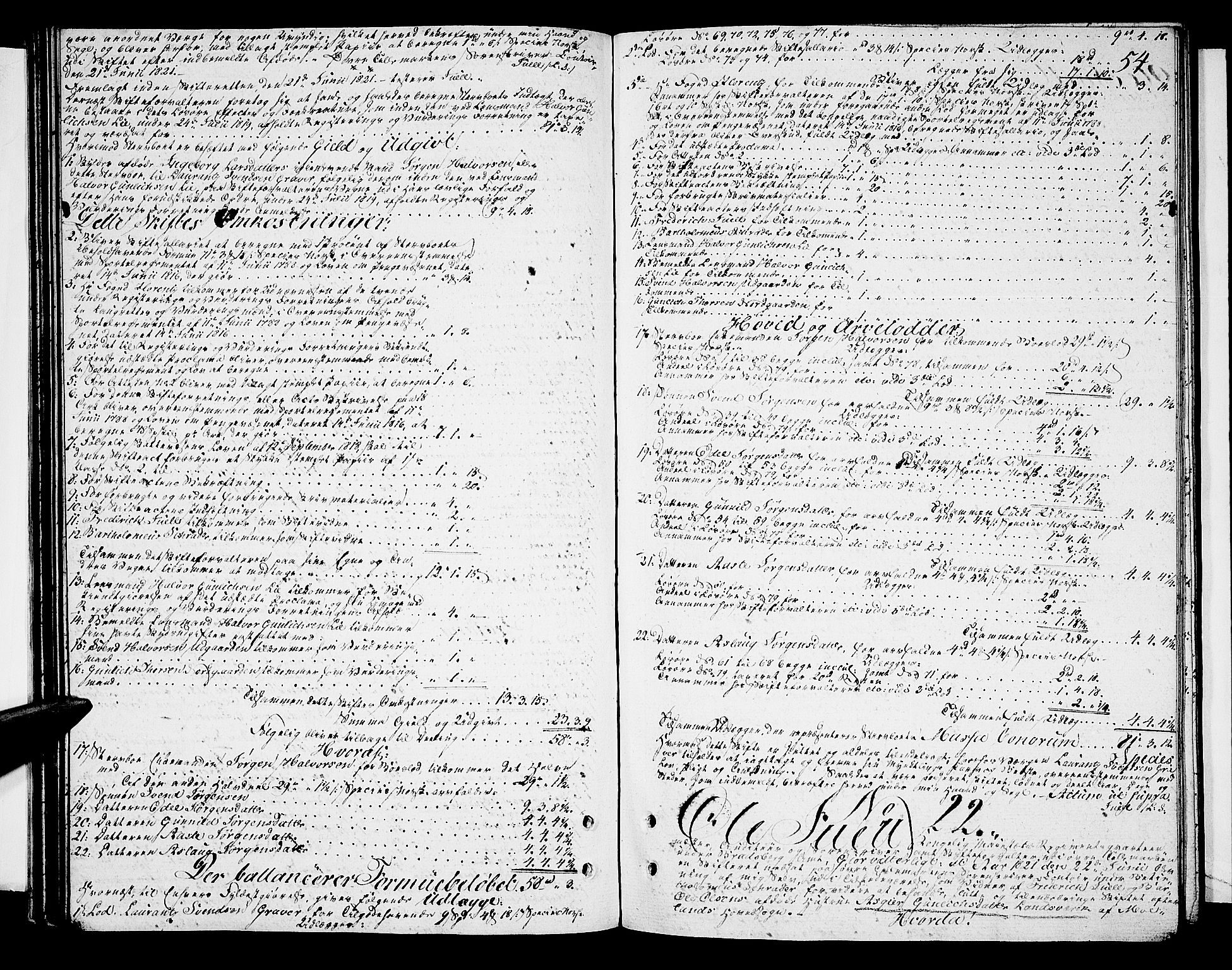 Vest-Telemark sorenskriveri, AV/SAKO-A-134/H/Ha/Haa/L0021a: Skifteprotokoll, 1821-1831, s. 53b-54a