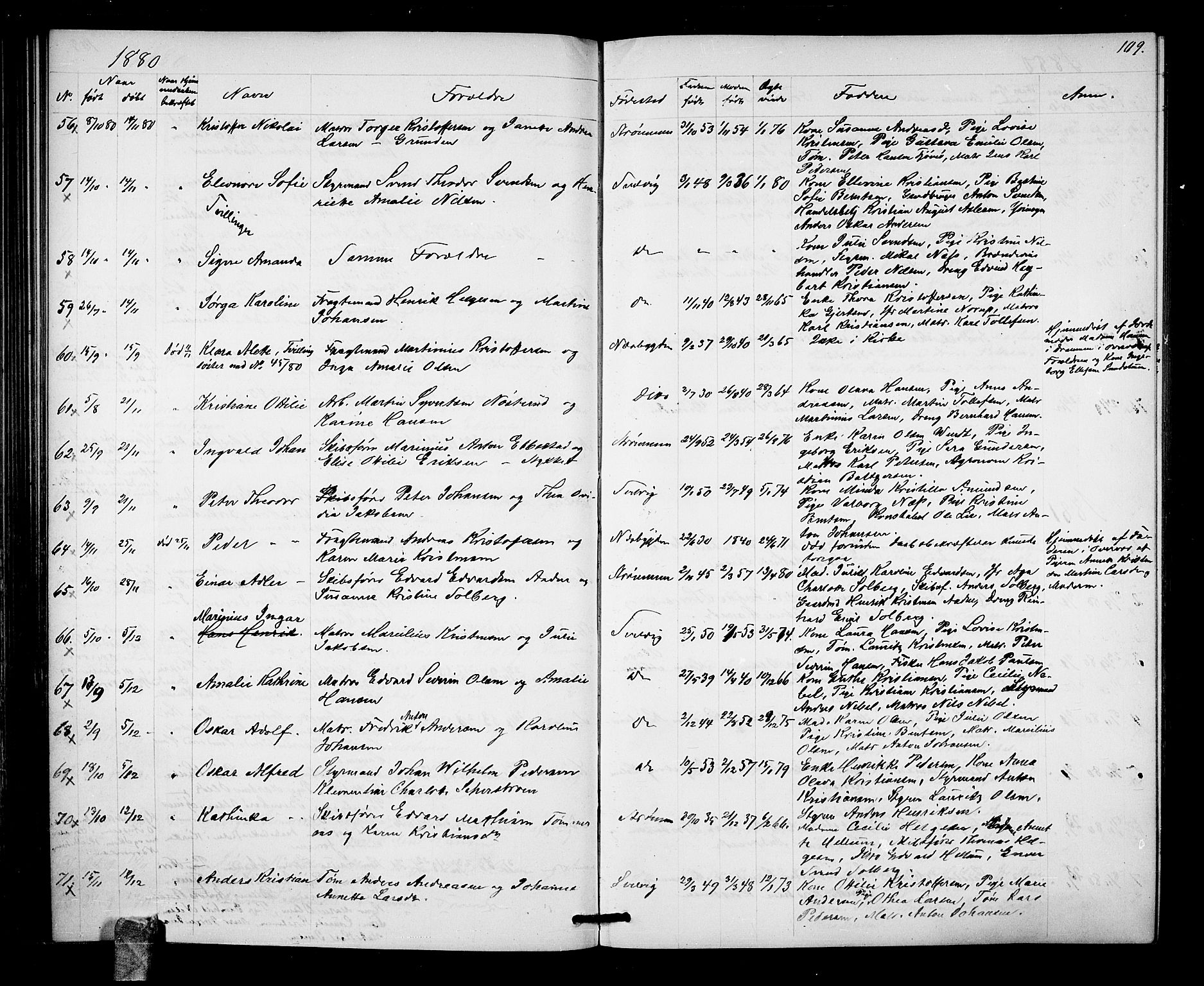 Strømm kirkebøker, AV/SAKO-A-322/G/Ga/L0001: Klokkerbok nr. I 1, 1861-1885, s. 109