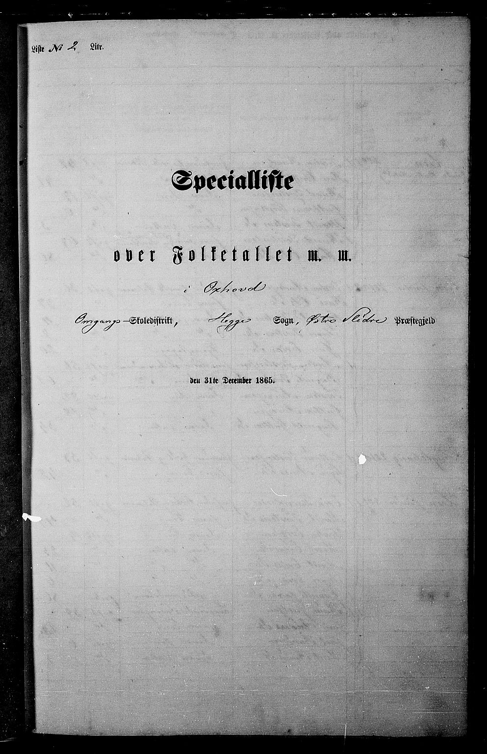 RA, Folketelling 1865 for 0544P Øystre Slidre prestegjeld, 1865, s. 19