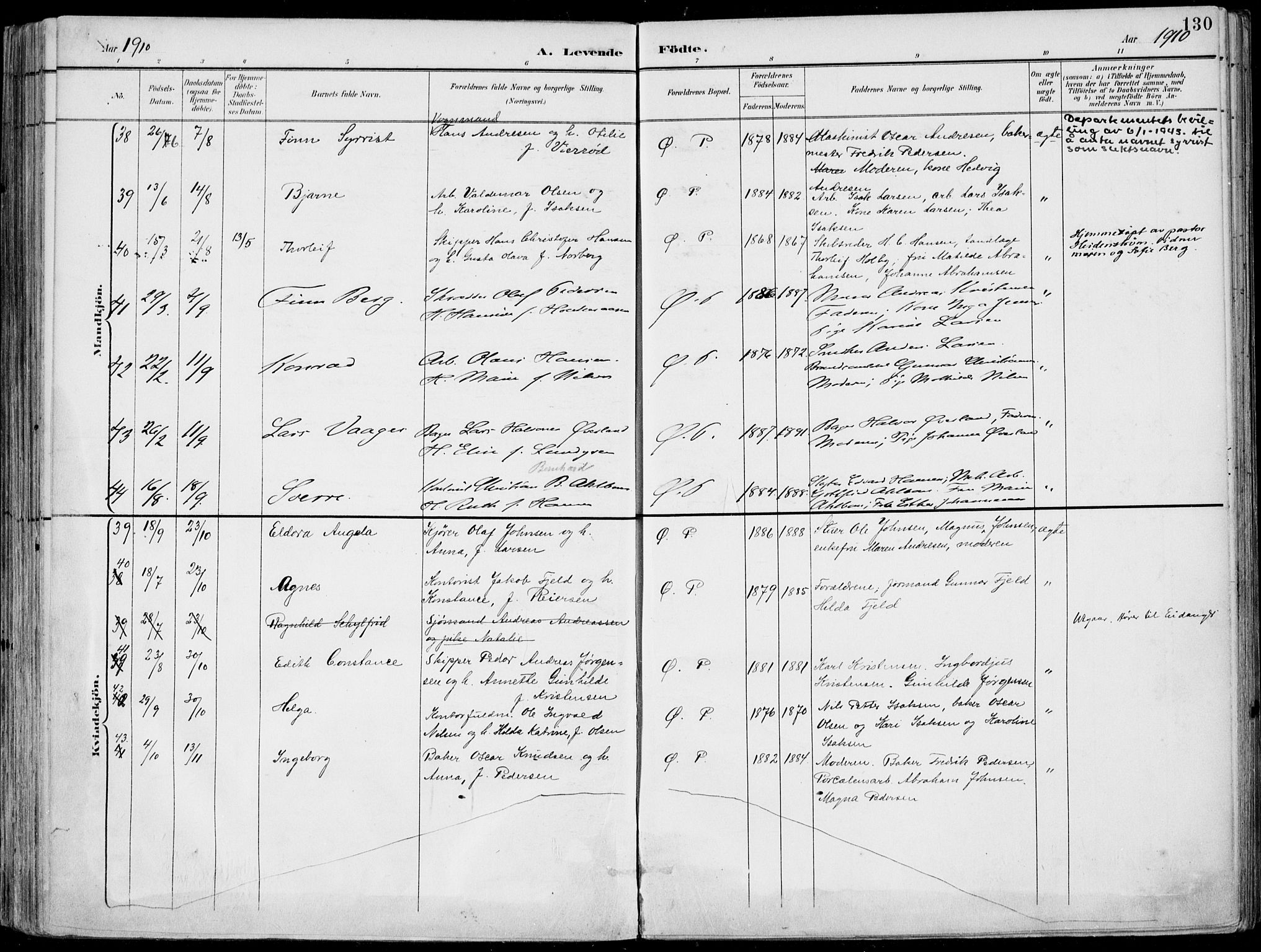 Porsgrunn kirkebøker , AV/SAKO-A-104/F/Fa/L0010: Ministerialbok nr. 10, 1895-1919, s. 130