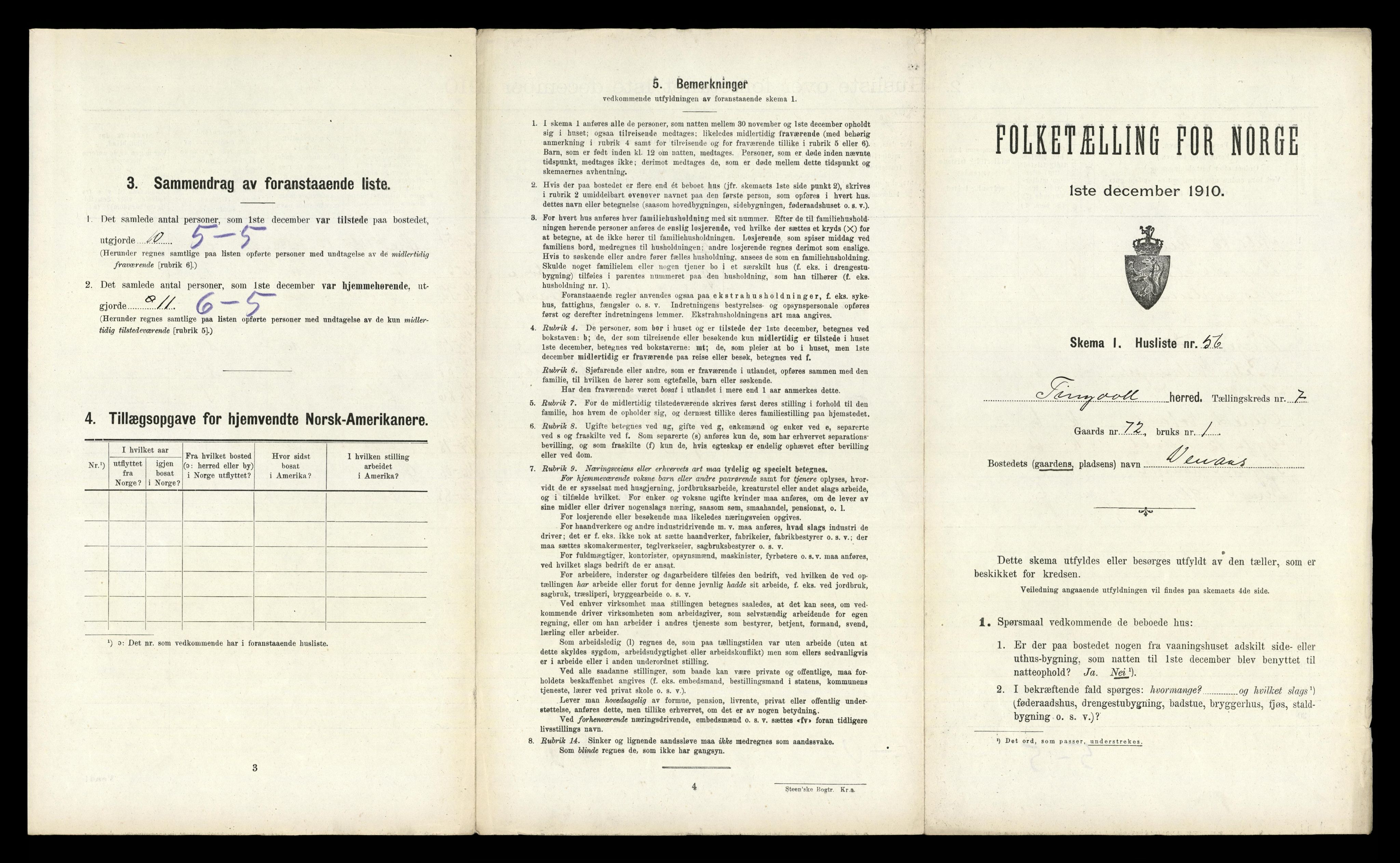 RA, Folketelling 1910 for 1560 Tingvoll herred, 1910, s. 827