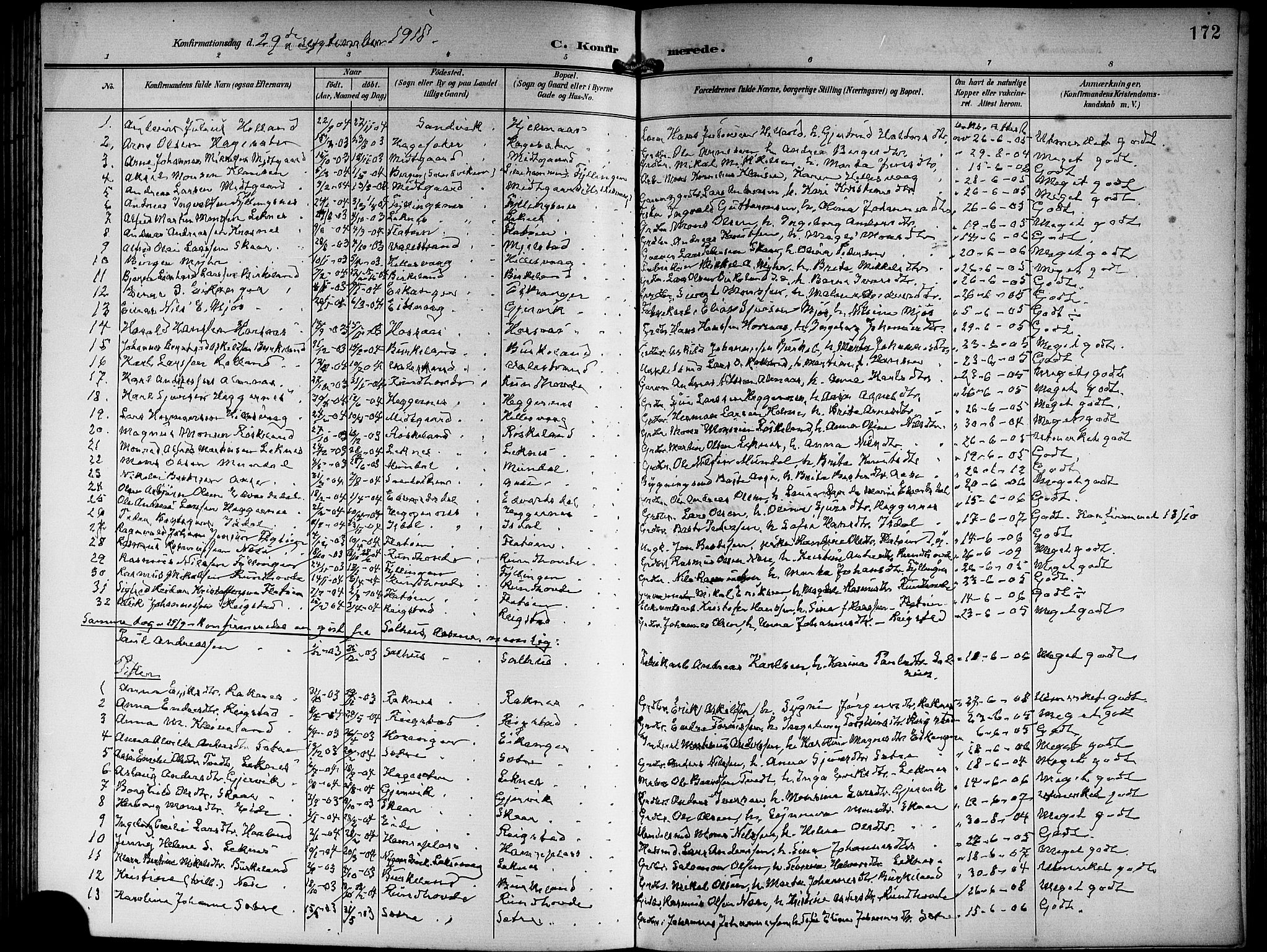 Hamre sokneprestembete, AV/SAB-A-75501/H/Ha/Hab: Klokkerbok nr. B 4, 1898-1919, s. 172