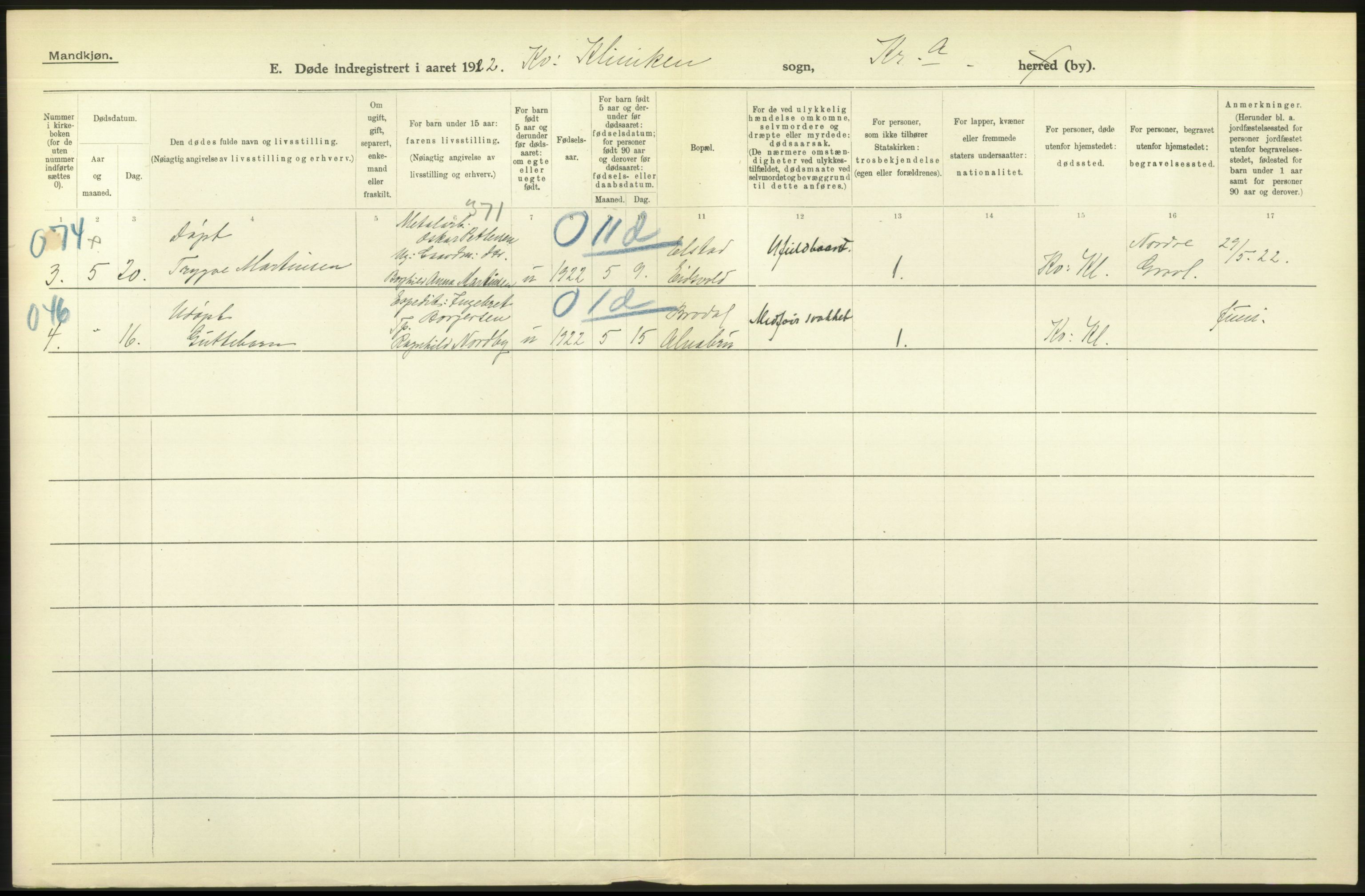 Statistisk sentralbyrå, Sosiodemografiske emner, Befolkning, AV/RA-S-2228/D/Df/Dfc/Dfcb/L0010: Kristiania: Døde, dødfødte, 1922, s. 628