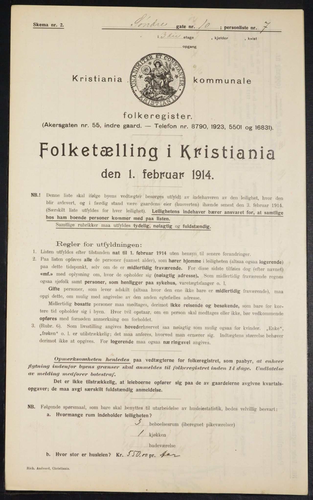 OBA, Kommunal folketelling 1.2.1914 for Kristiania, 1914, s. 107100