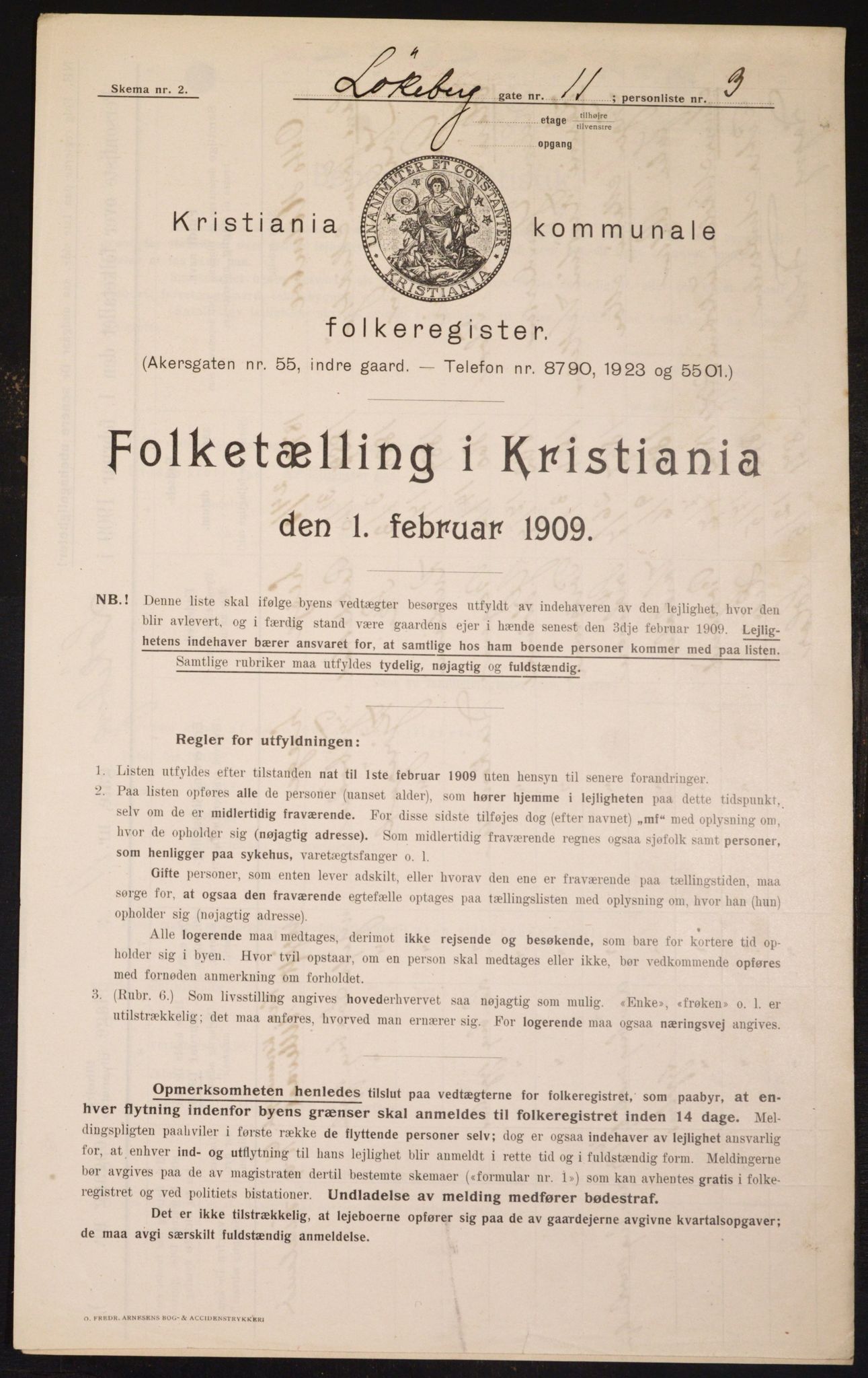 OBA, Kommunal folketelling 1.2.1909 for Kristiania kjøpstad, 1909, s. 53293