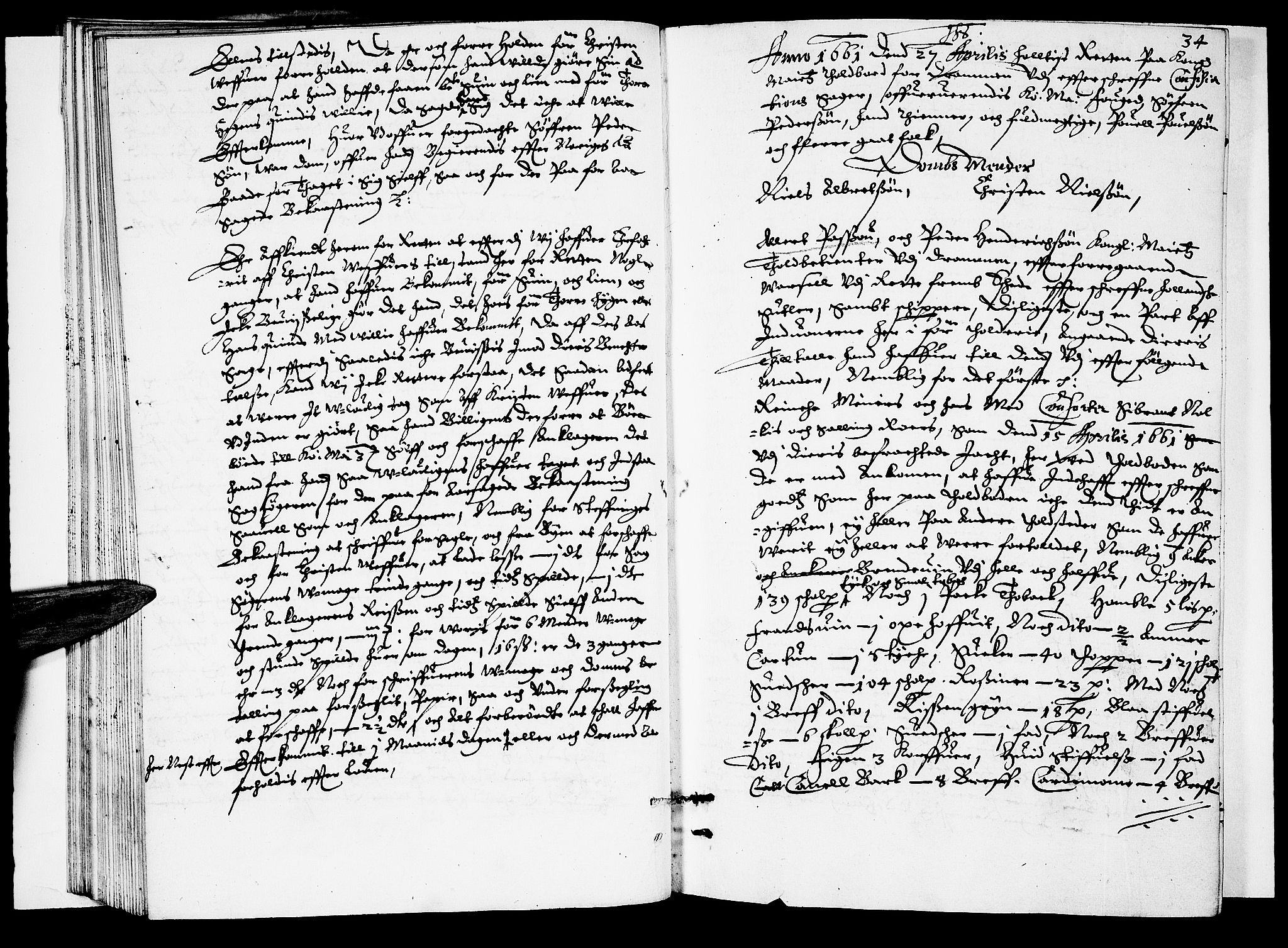 Lier, Røyken og Hurum sorenskriveri, AV/SAKO-A-89/F/Fa/L0002: Tingbok, 1661, s. 34