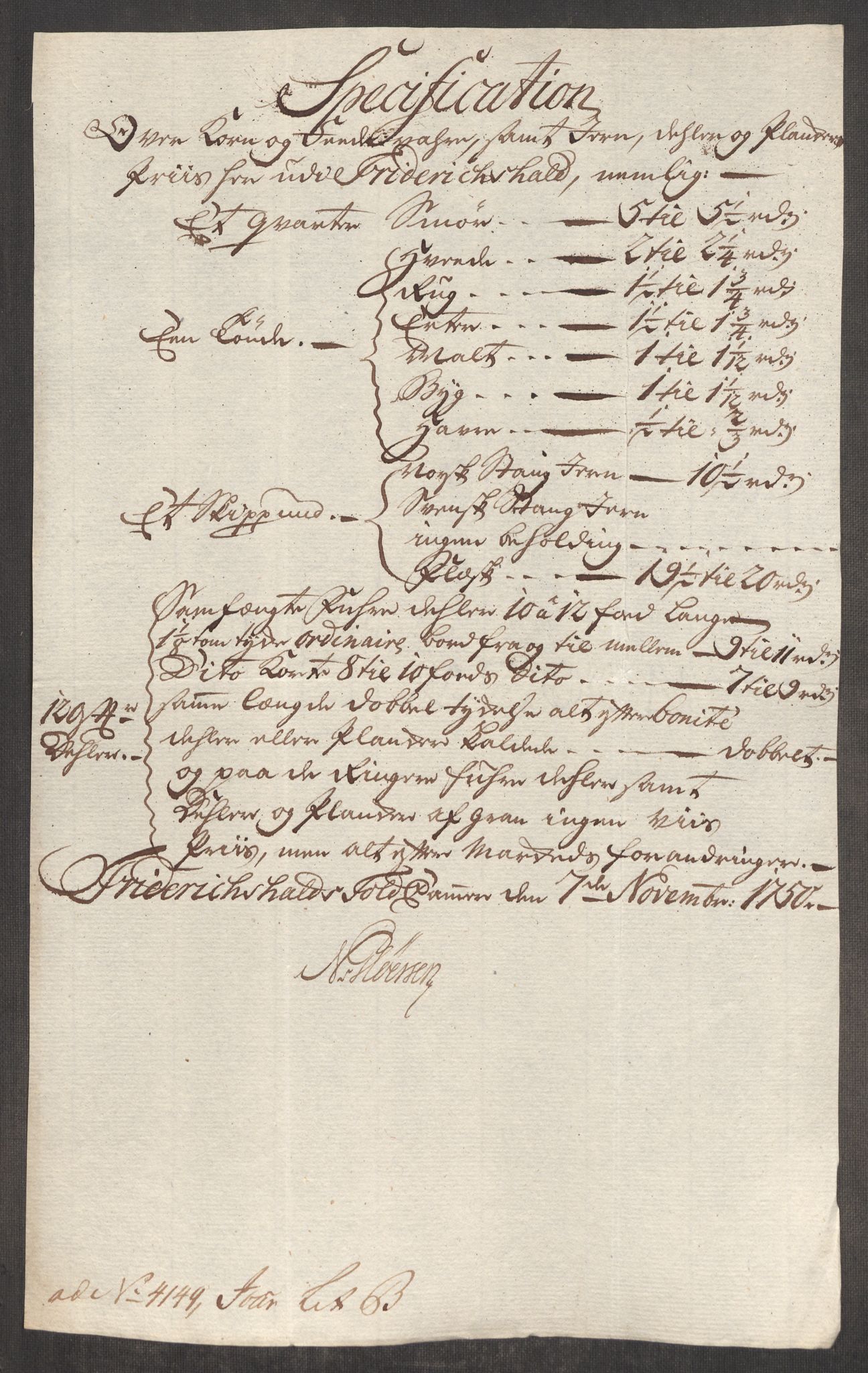 Rentekammeret inntil 1814, Realistisk ordnet avdeling, RA/EA-4070/Oe/L0004: [Ø1]: Priskuranter, 1749-1752, s. 216