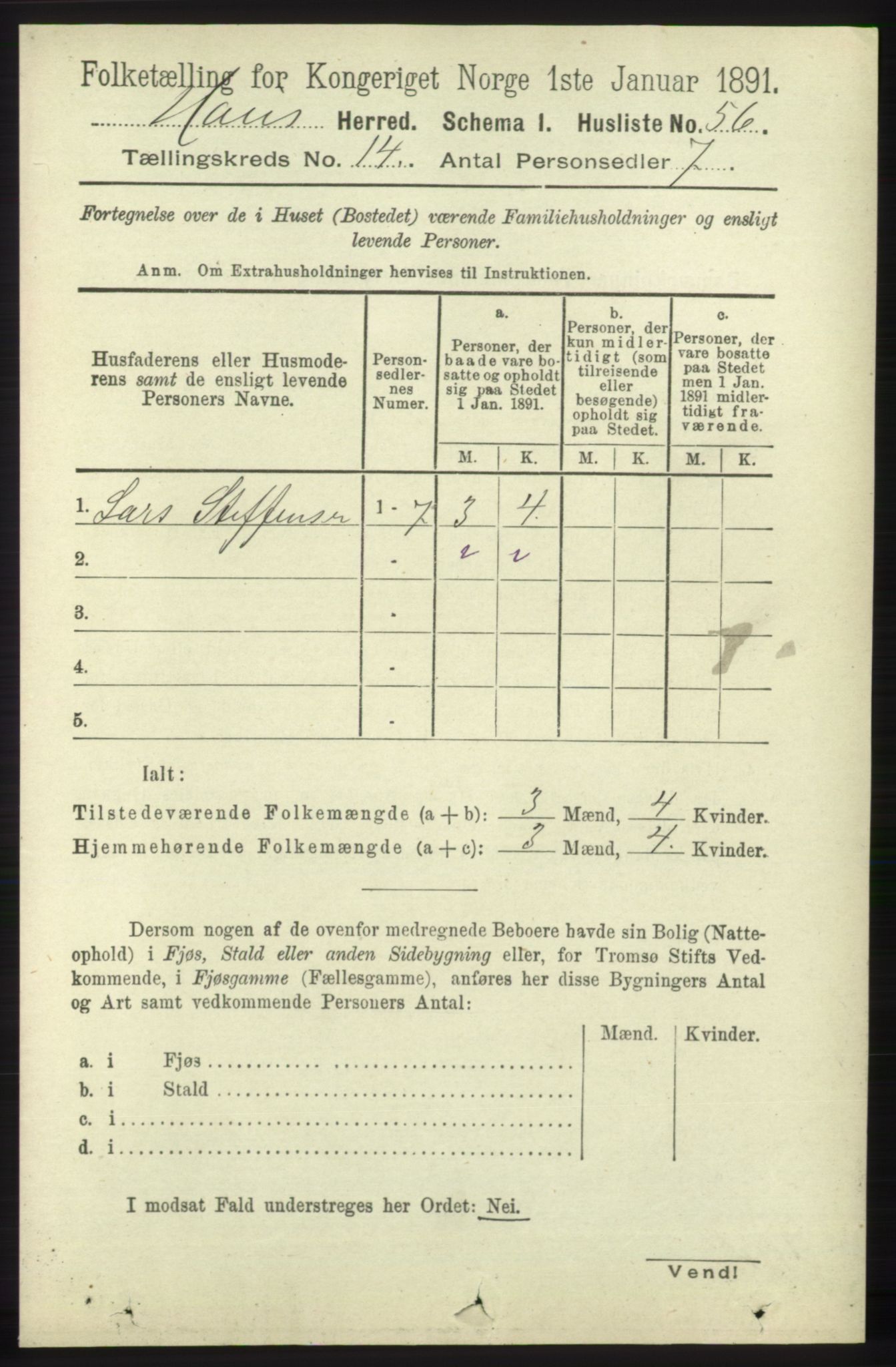 RA, Folketelling 1891 for 1250 Haus herred, 1891, s. 5864