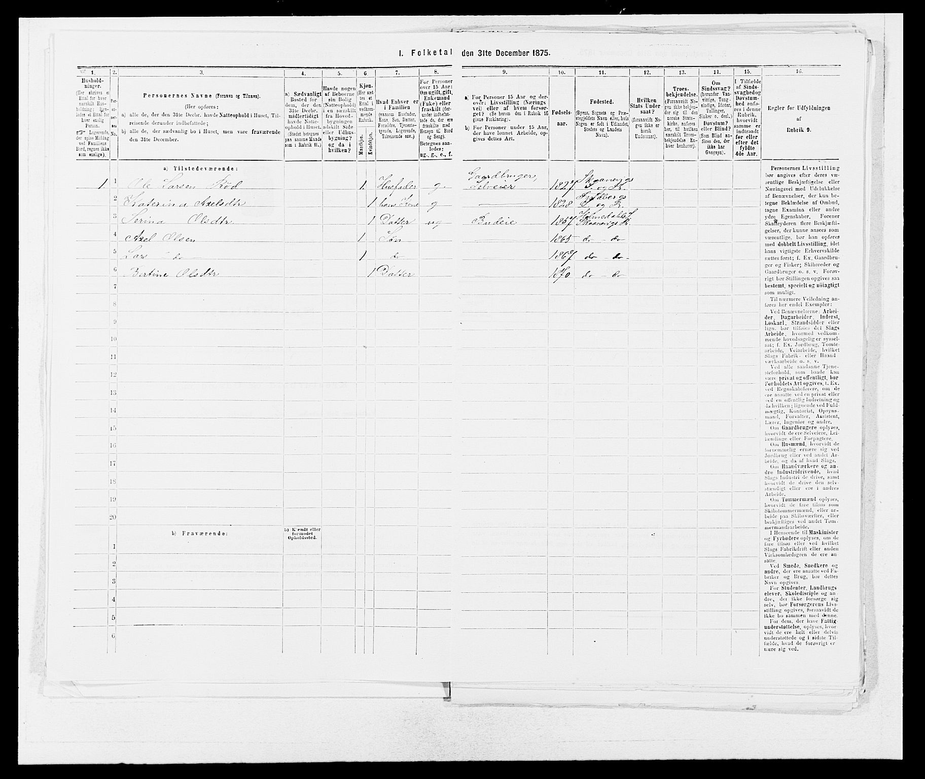 SAB, Folketelling 1875 for 1212P Skånevik prestegjeld, 1875, s. 30