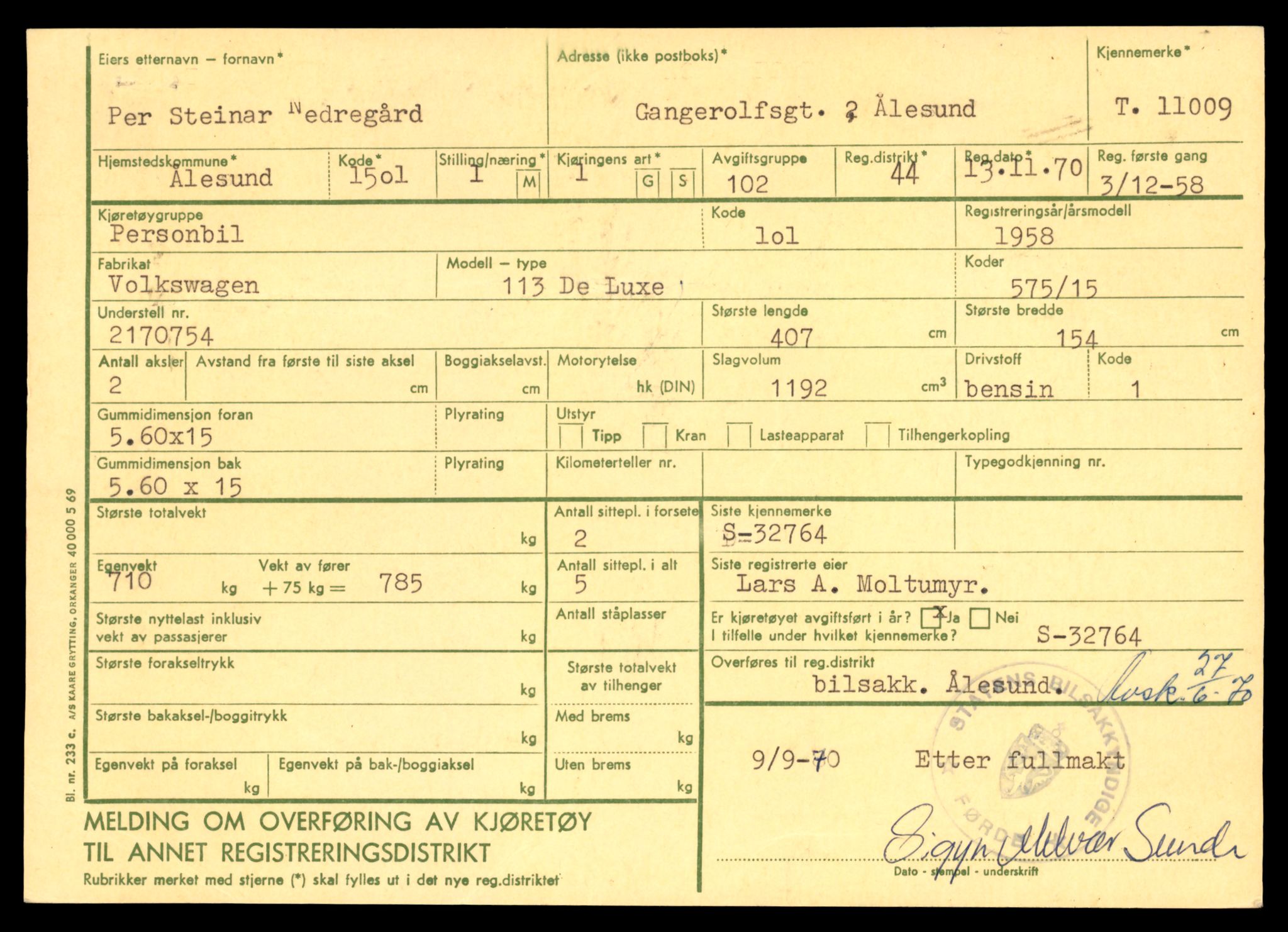 Møre og Romsdal vegkontor - Ålesund trafikkstasjon, SAT/A-4099/F/Fe/L0025: Registreringskort for kjøretøy T 10931 - T 11045, 1927-1998, s. 2163