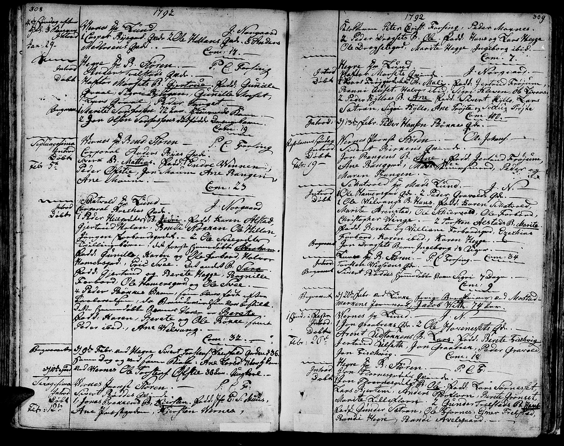 Ministerialprotokoller, klokkerbøker og fødselsregistre - Nord-Trøndelag, SAT/A-1458/709/L0059: Ministerialbok nr. 709A06, 1781-1797, s. 308-309