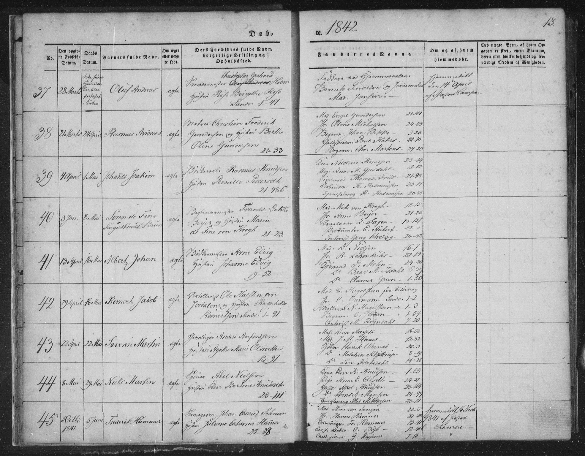 Korskirken sokneprestembete, AV/SAB-A-76101/H/Haa/L0016: Ministerialbok nr. B 2, 1841-1851, s. 13
