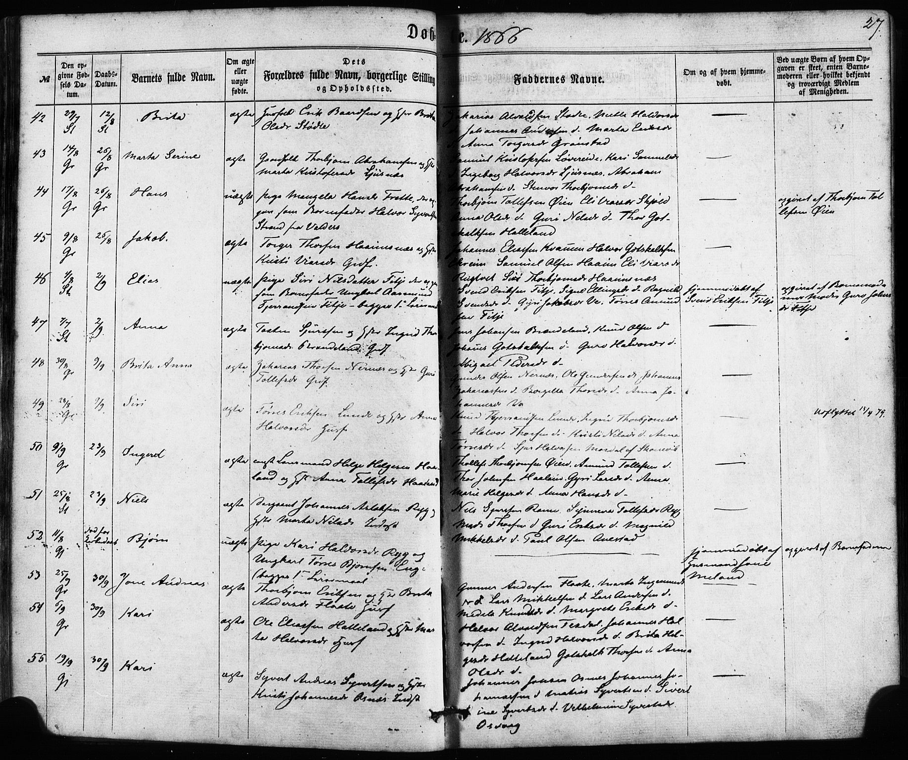 Etne sokneprestembete, AV/SAB-A-75001/H/Haa: Ministerialbok nr. A 9, 1862-1878, s. 27