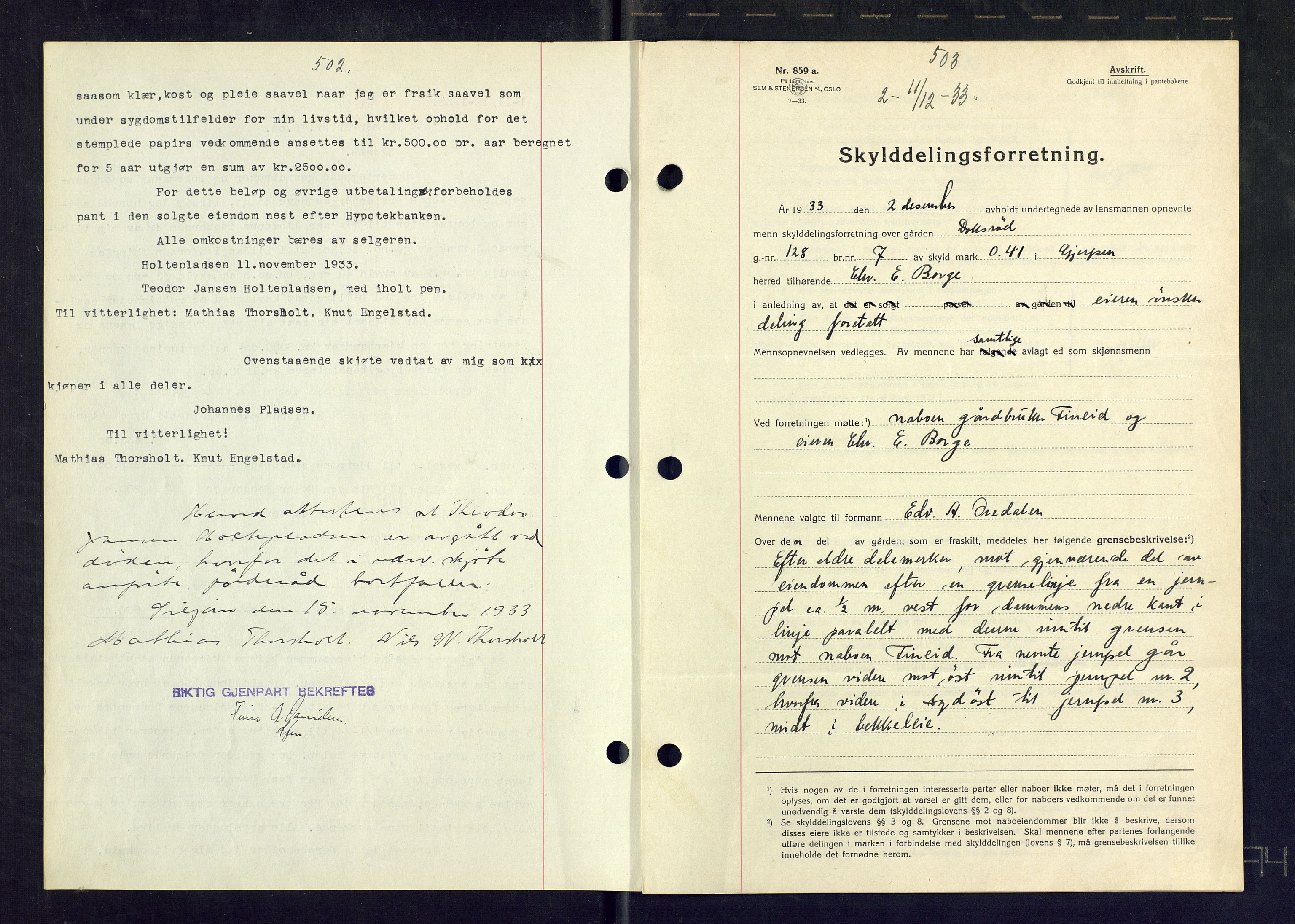 Gjerpen sorenskriveri, SAKO/A-216/G/Ga/Gaa/L0059: Pantebok nr. I 59-60 og 62, 1932-1934, Tingl.dato: 11.12.1933