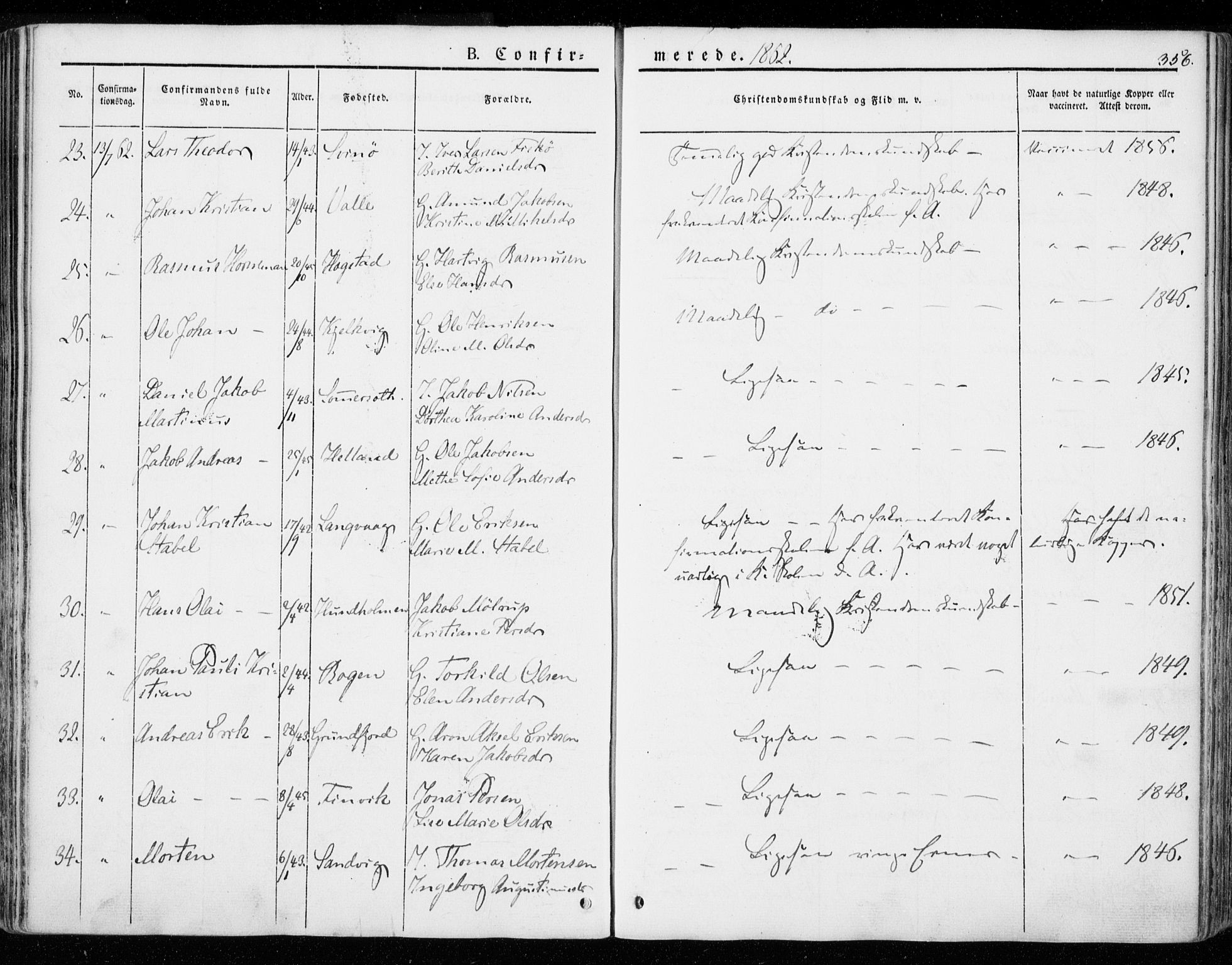 Ministerialprotokoller, klokkerbøker og fødselsregistre - Nordland, AV/SAT-A-1459/872/L1033: Ministerialbok nr. 872A08, 1840-1863, s. 356