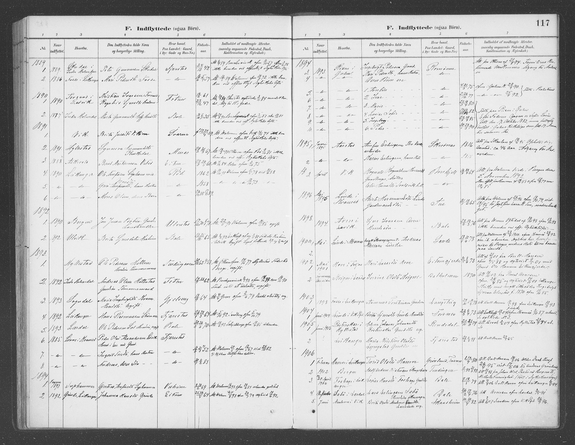 Balestrand sokneprestembete, AV/SAB-A-79601/H/Haa/Haab/L0001: Ministerialbok nr. B  1, 1889-1910, s. 117
